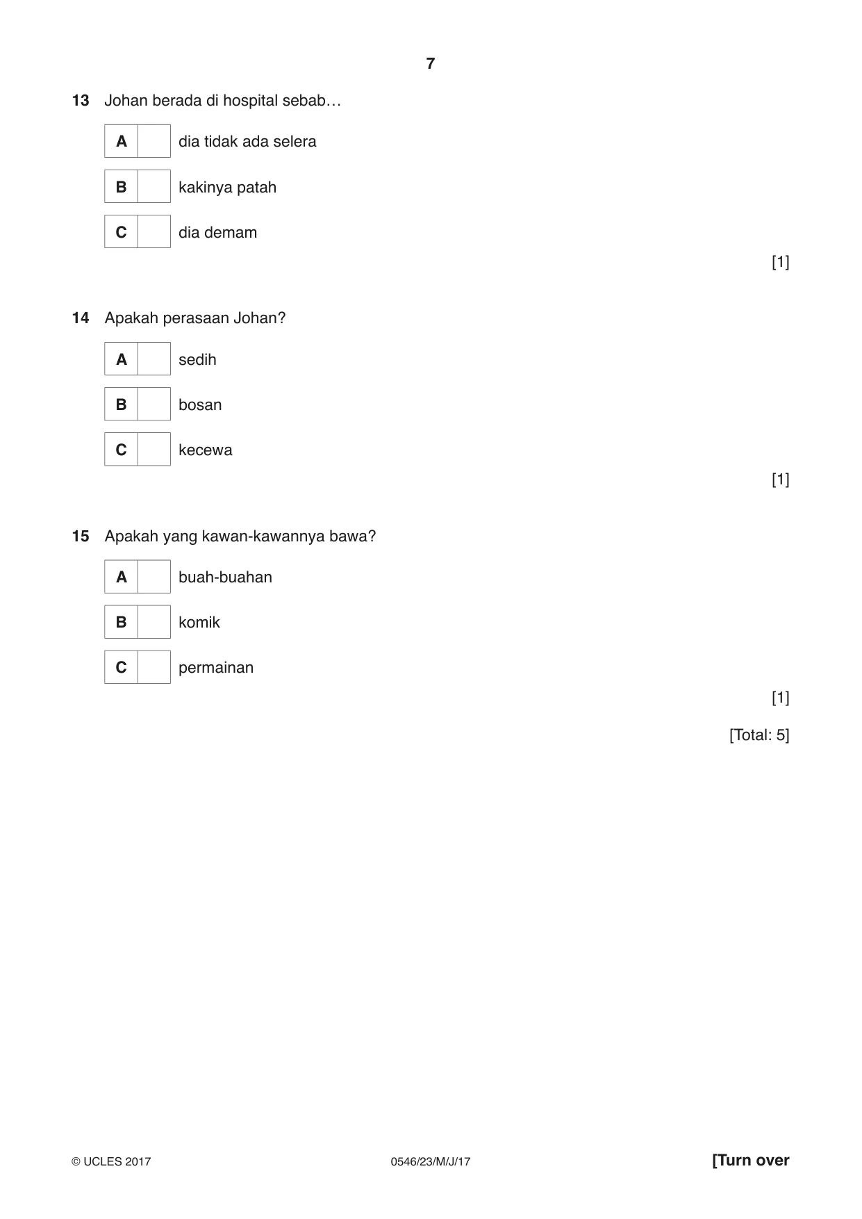 Cambridge IGCSE Malay - Foreign Language 0546 2017 May/June Paper 2 · Variant 3 question paper, page 7 of 16
