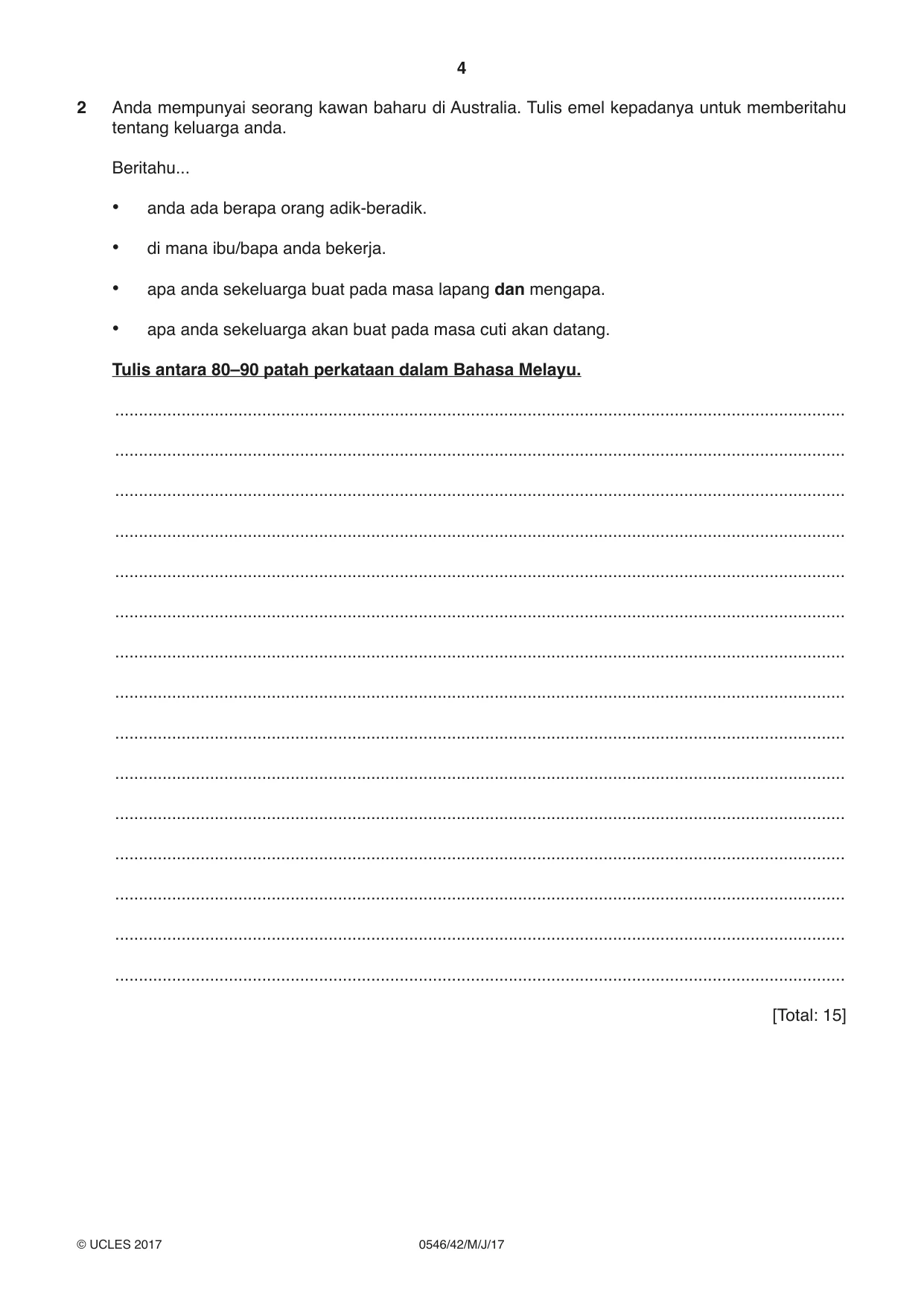 Cambridge IGCSE Malay - Foreign Language 0546 2017 May/June Paper 4 · Variant 2 question paper, page 4 of 8