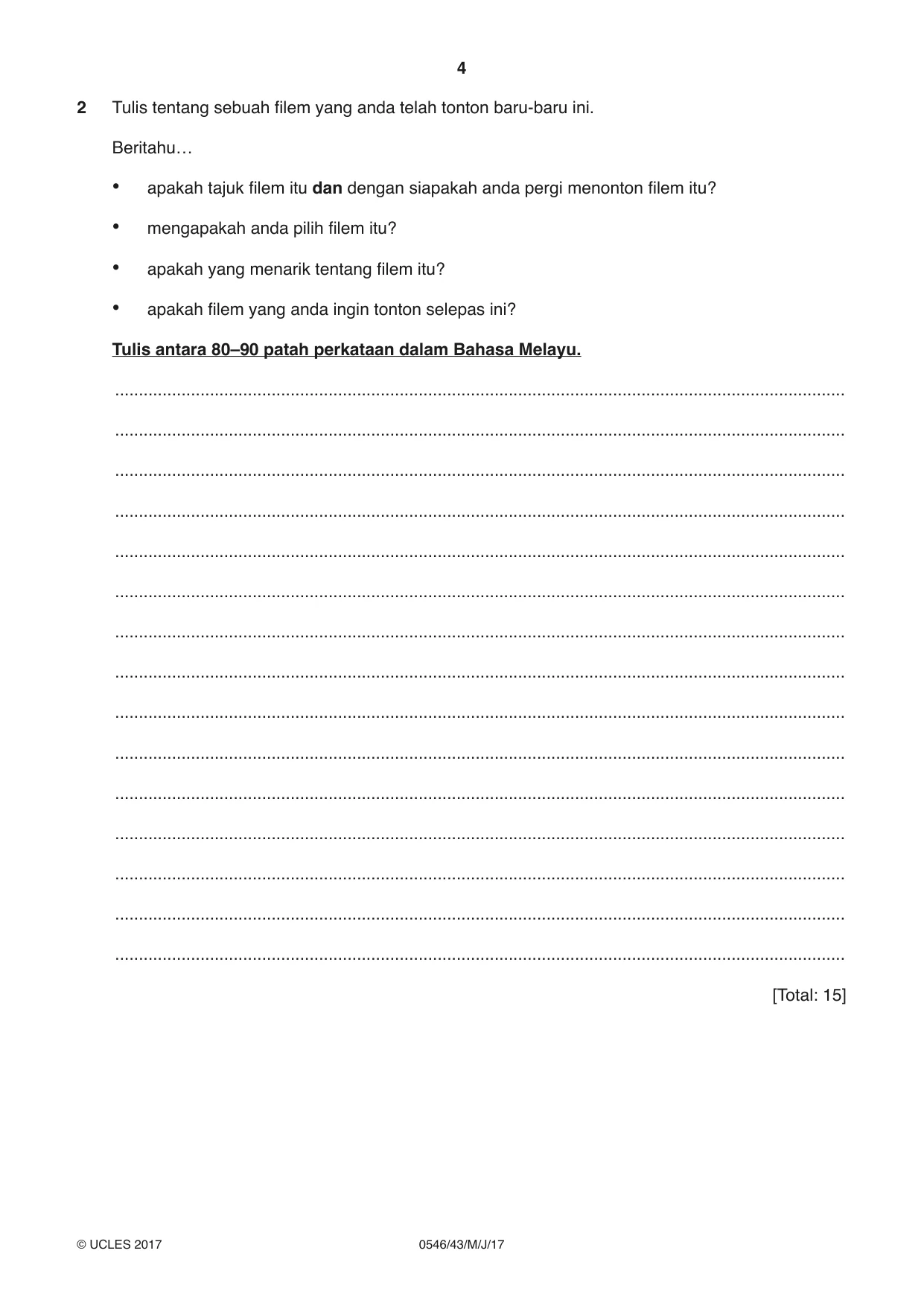 Cambridge IGCSE Malay - Foreign Language 0546 2017 May/June Paper 4 · Variant 3 question paper, page 4 of 8