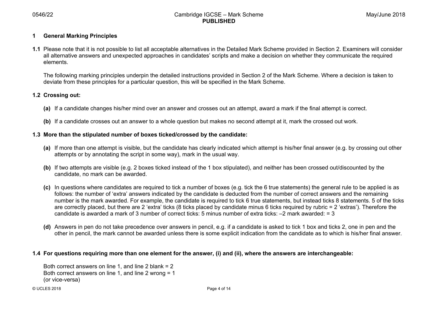 Mark scheme, page 4 of 14