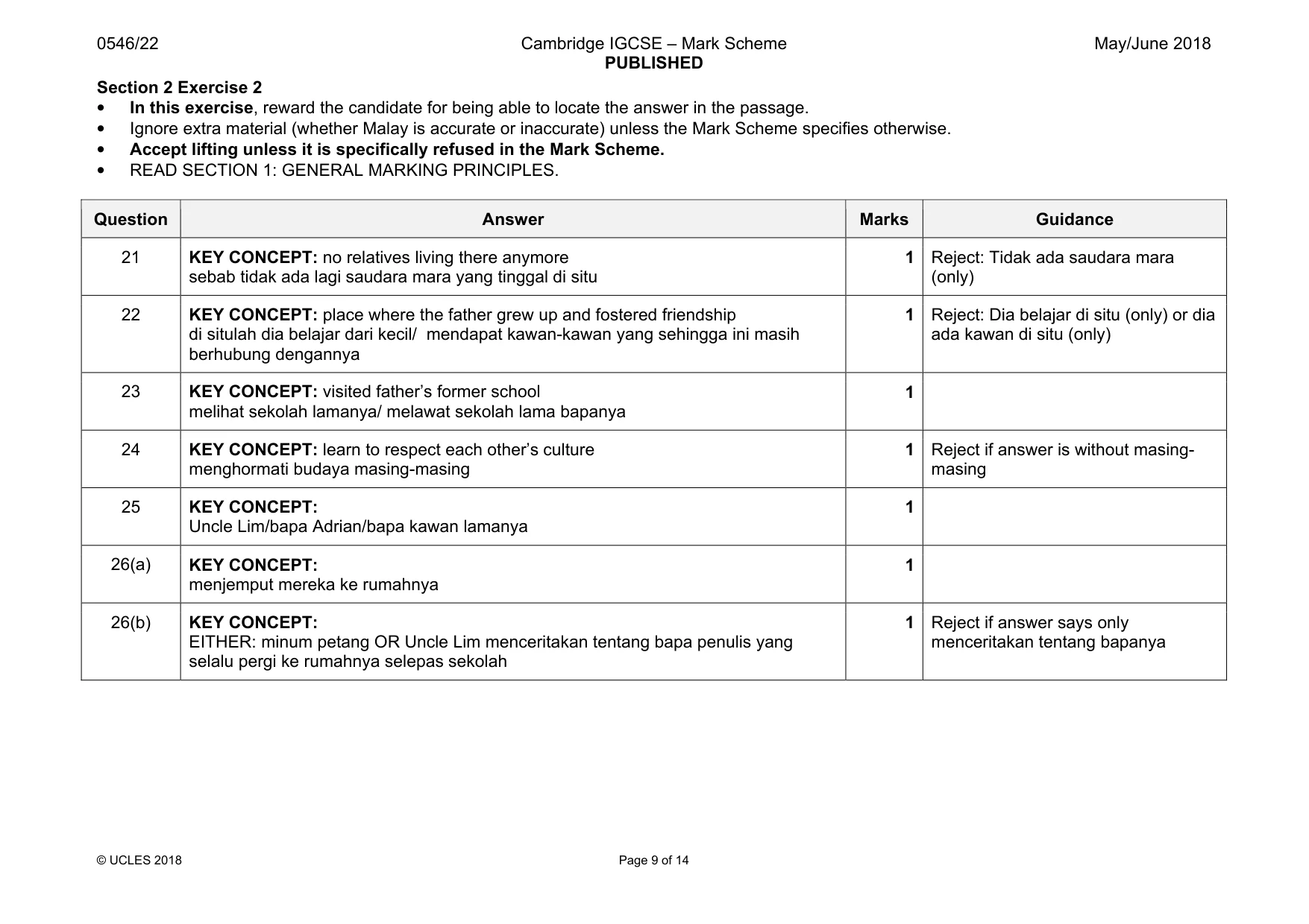 Mark scheme, page 9 of 14