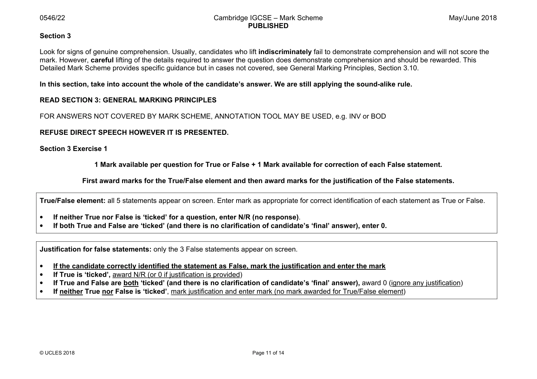 Mark scheme, page 11 of 14