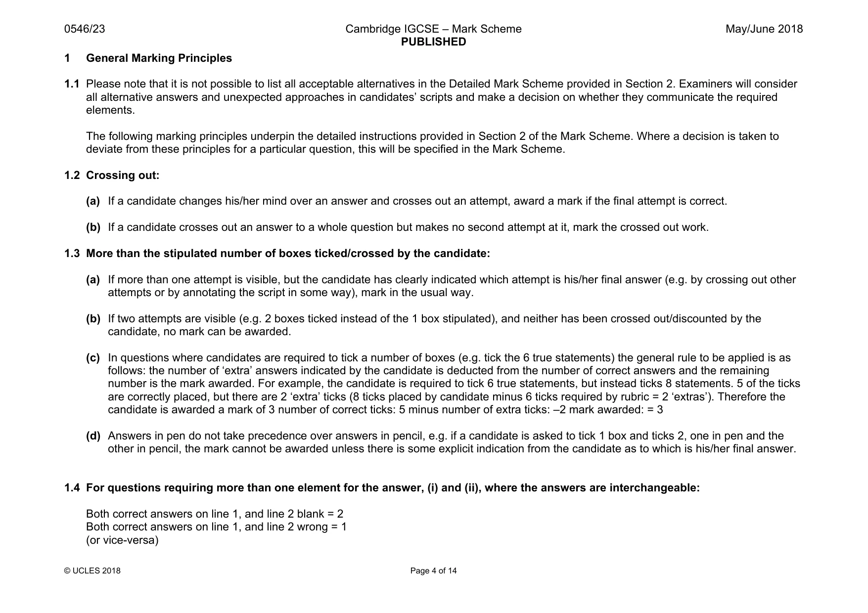Mark scheme, page 4 of 14