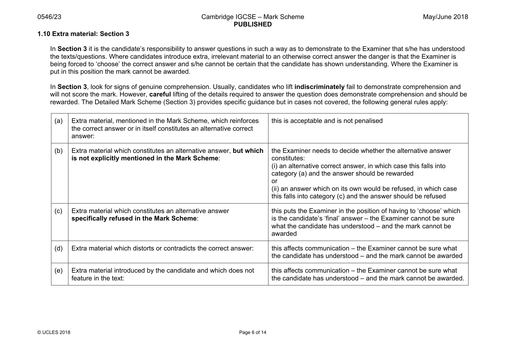 Mark scheme, page 6 of 14