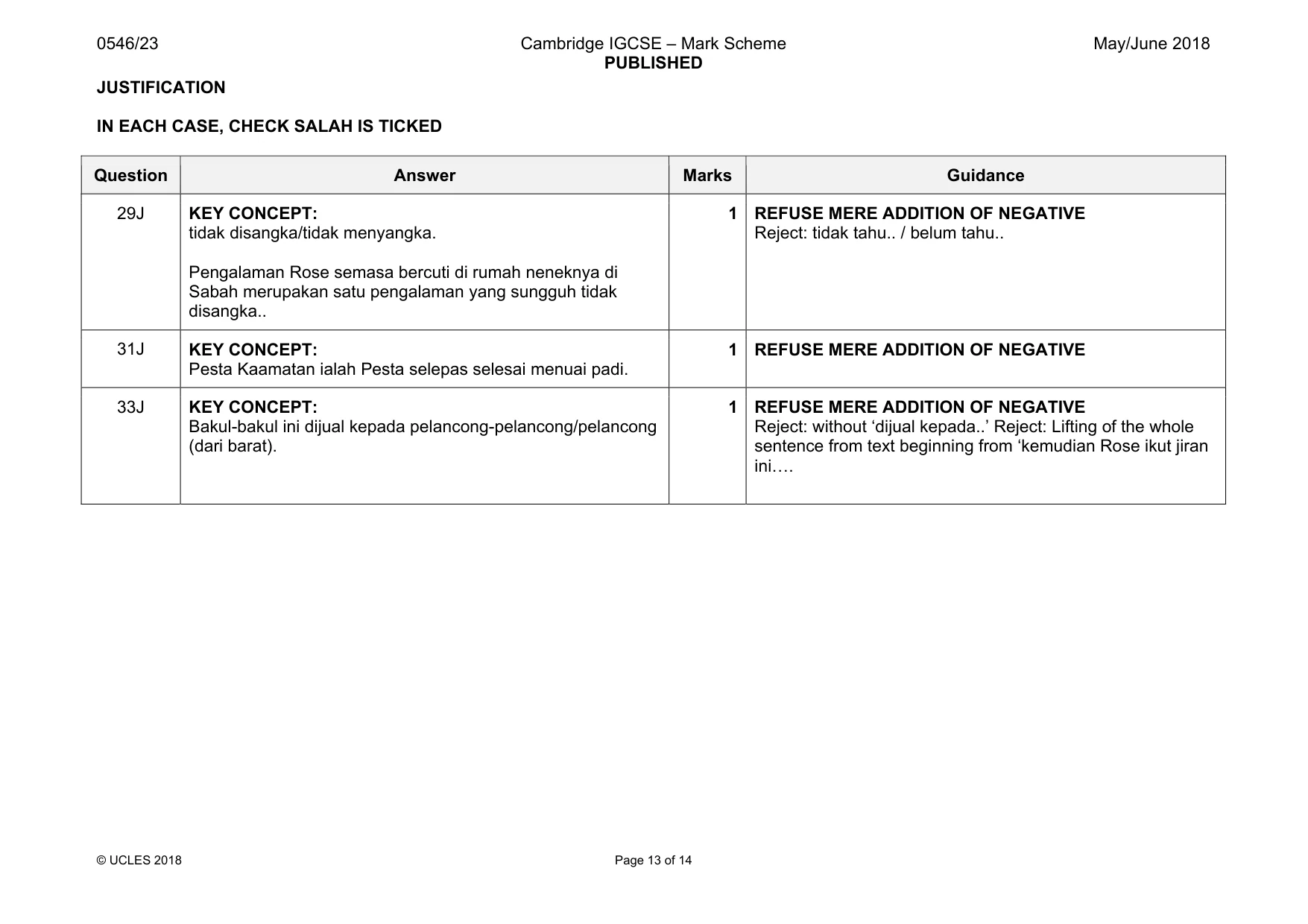 Mark scheme, page 13 of 14