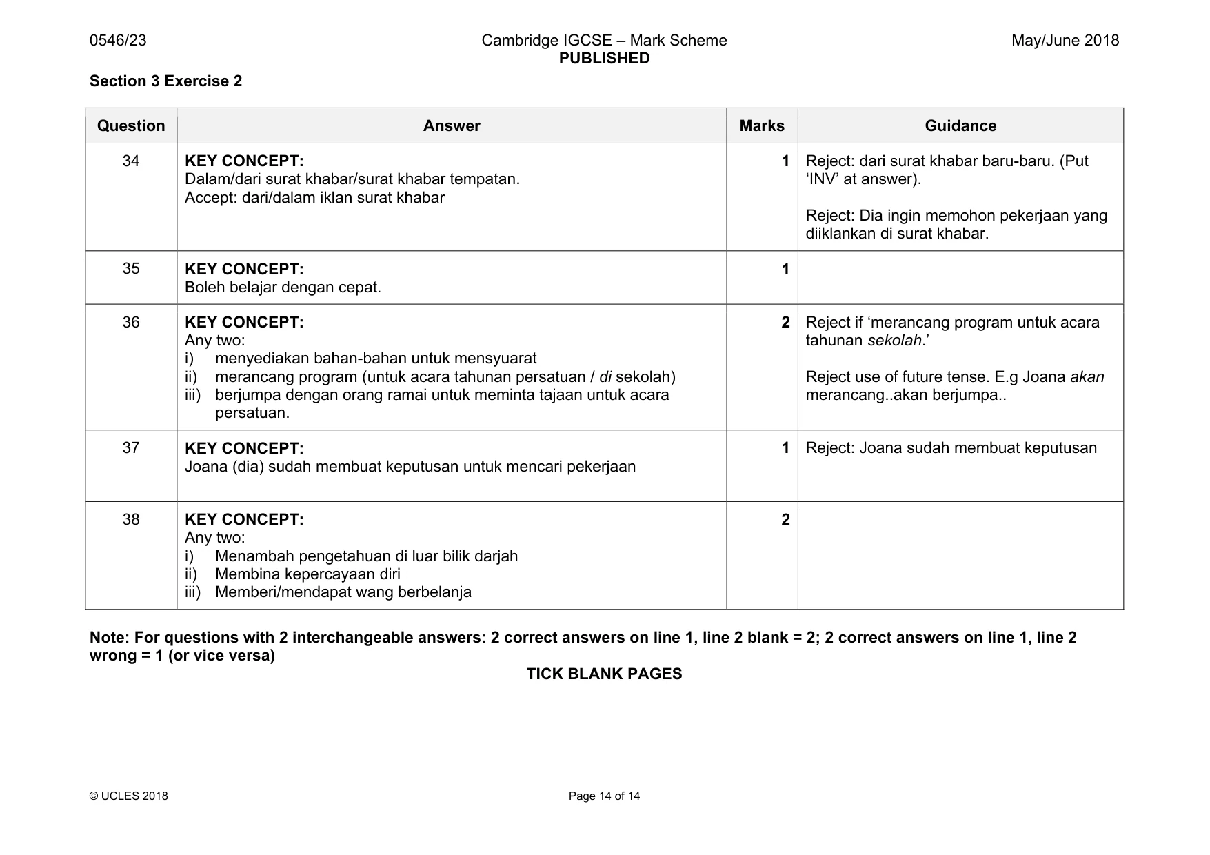 Mark scheme, page 14 of 14