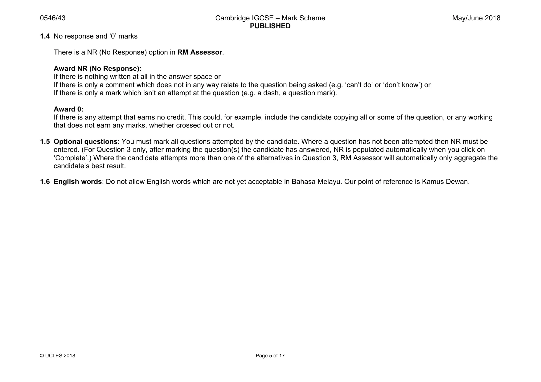 Mark scheme, page 5 of 17