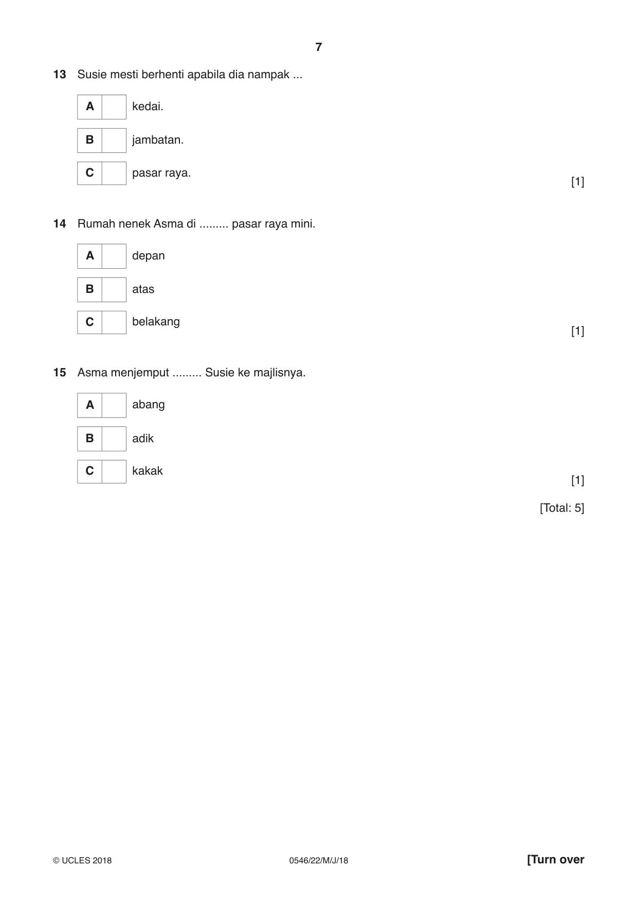 Cambridge IGCSE Malay - Foreign Language 0546 2018 May/June Paper 2 · Variant 2 question paper, page 7 of 16