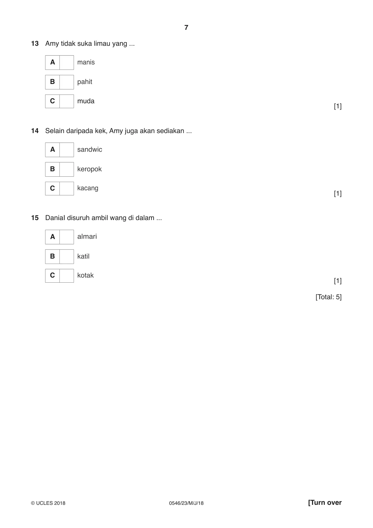 Cambridge IGCSE Malay - Foreign Language 0546 2018 May/June Paper 2 · Variant 3 question paper, page 7 of 16