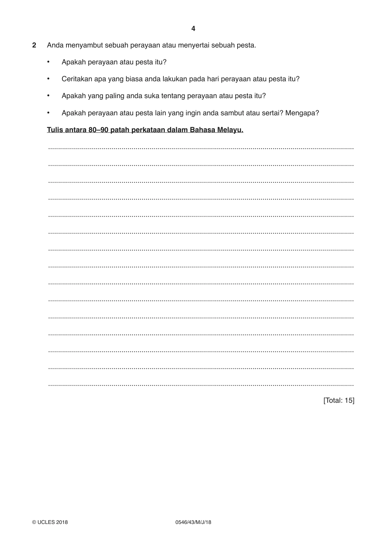Cambridge IGCSE Malay - Foreign Language 0546 2018 May/June Paper 4 · Variant 3 question paper, page 4 of 8
