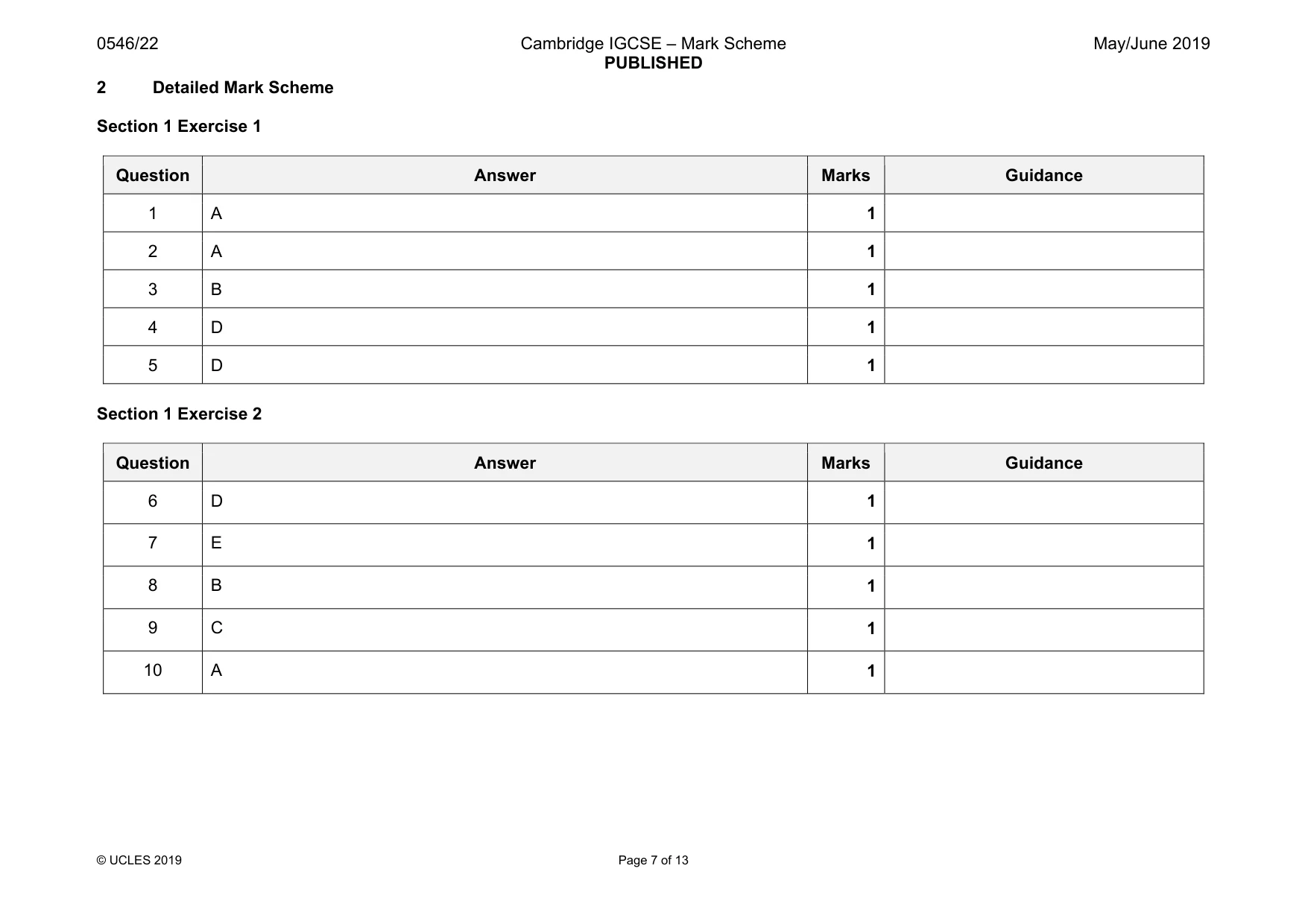 Mark scheme, page 7 of 13