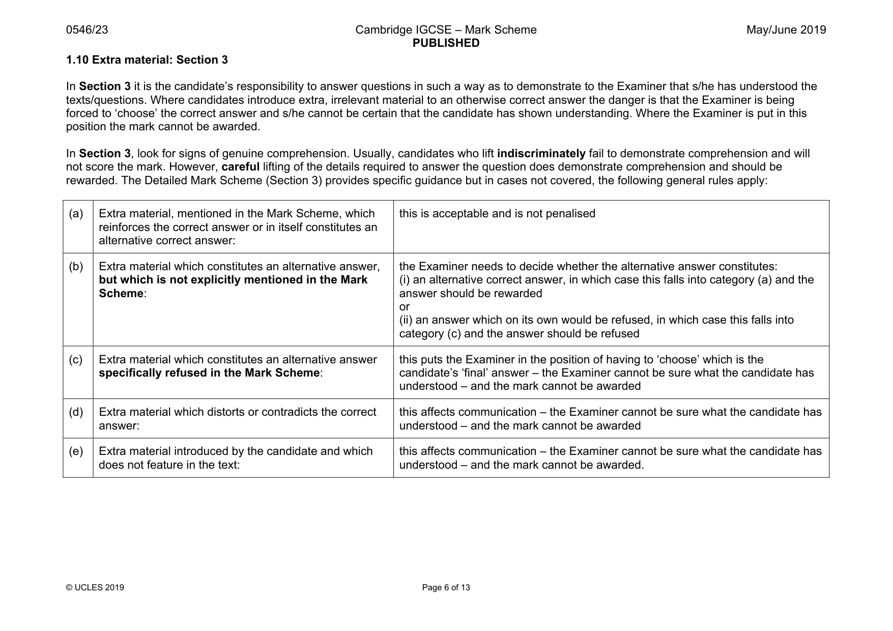 Mark scheme, page 6 of 13