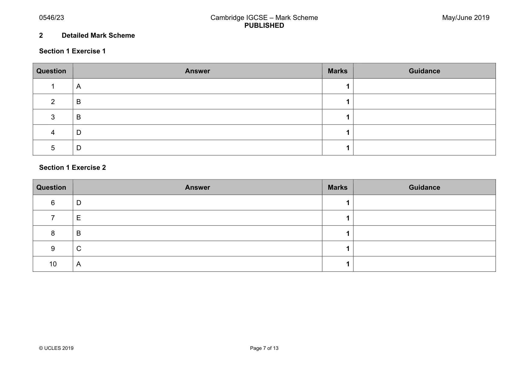 Mark scheme, page 7 of 13