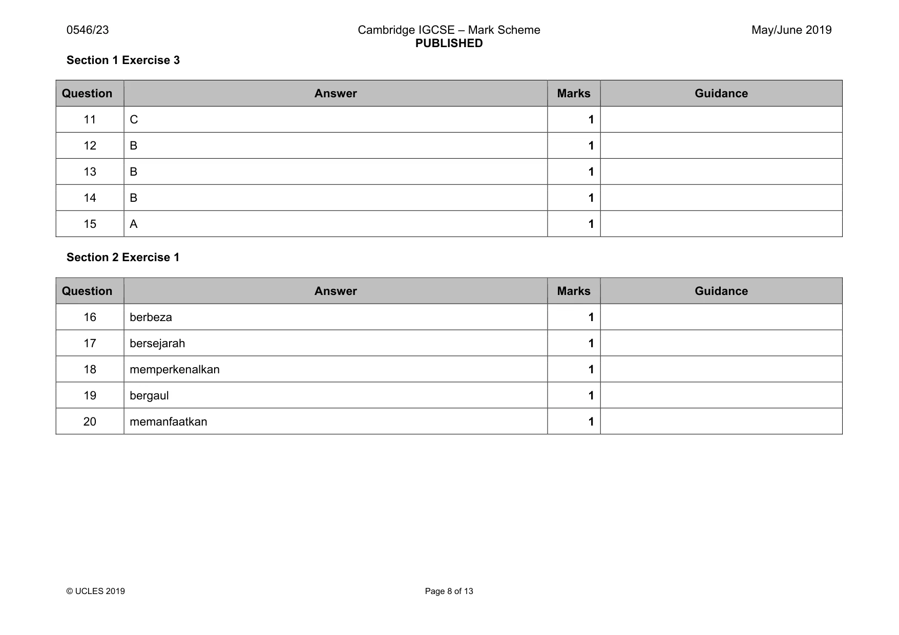 Mark scheme, page 8 of 13