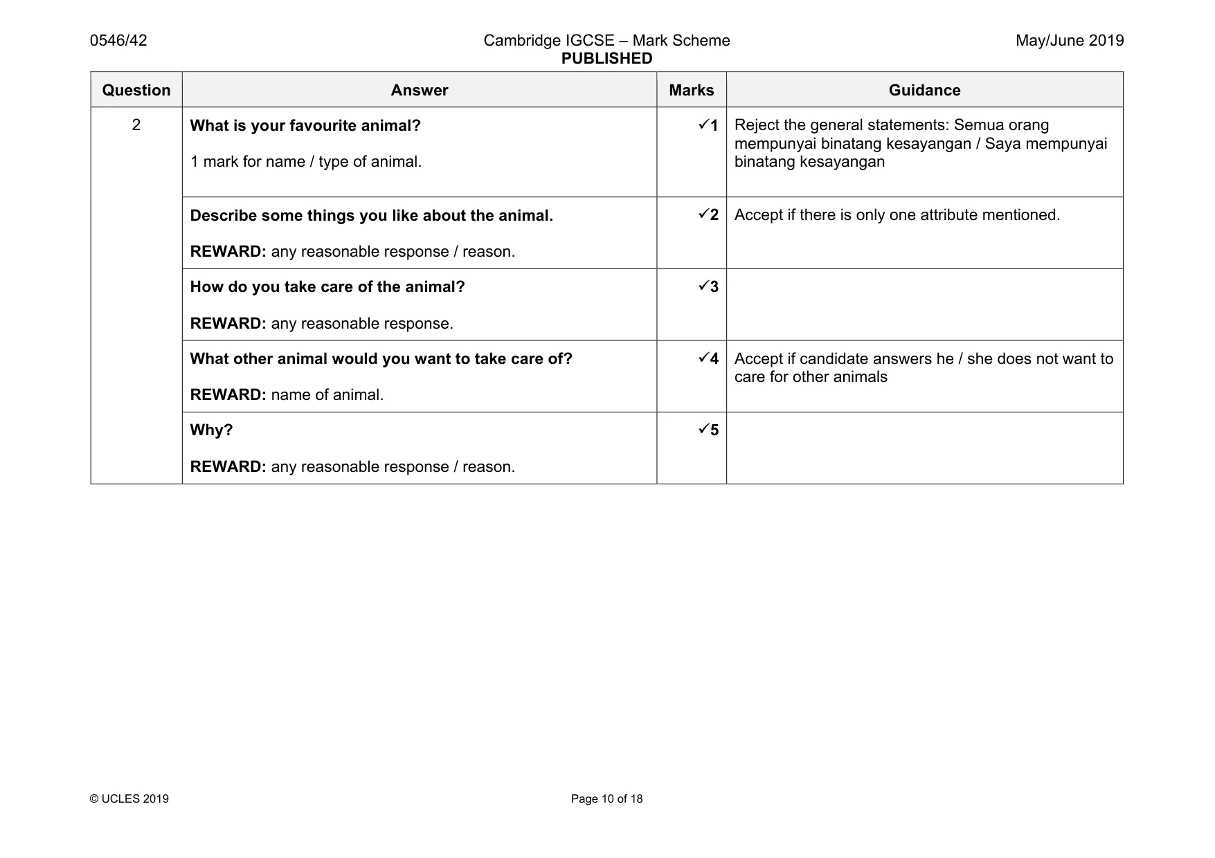Mark scheme, page 10 of 18