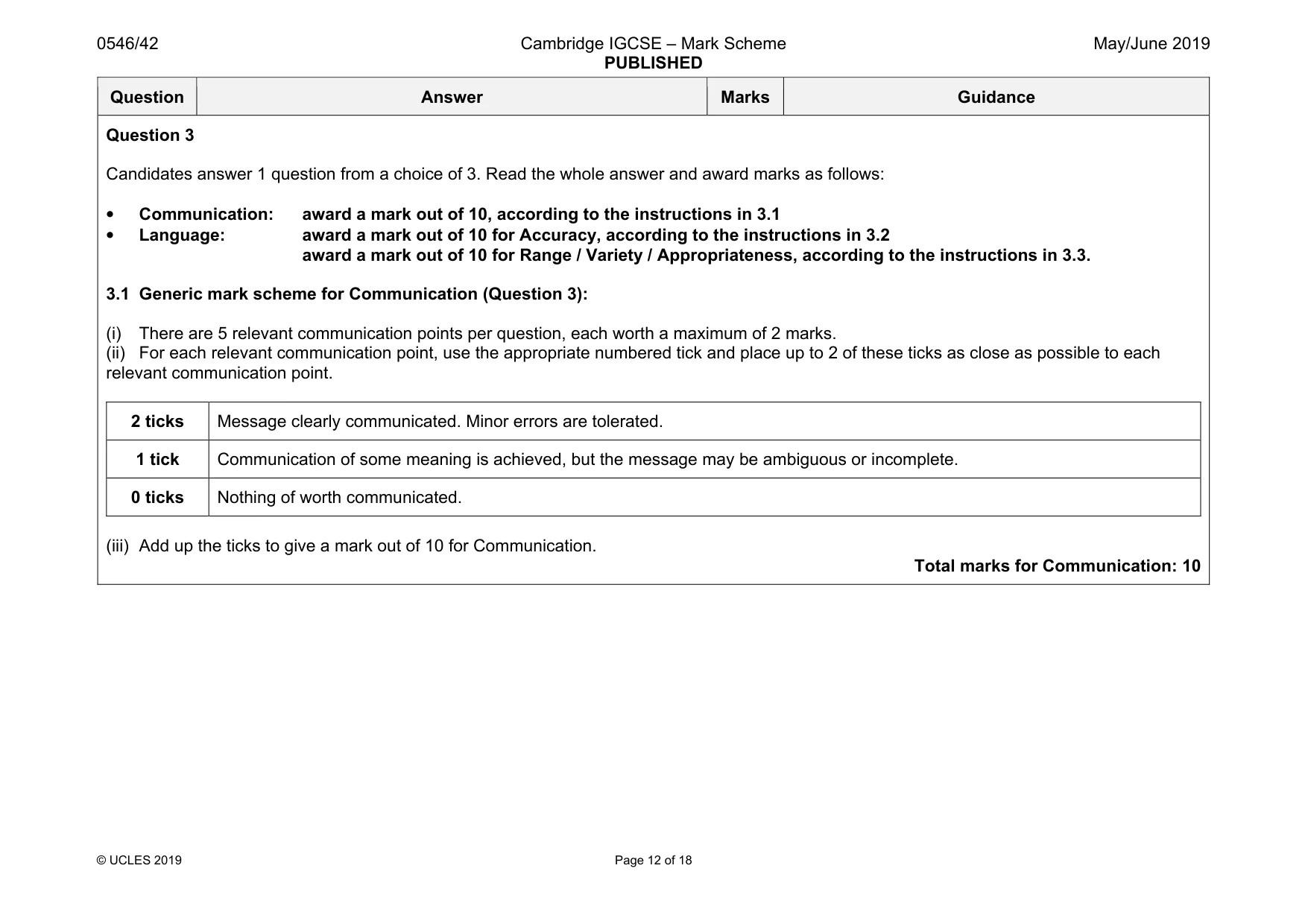 Mark scheme, page 12 of 18