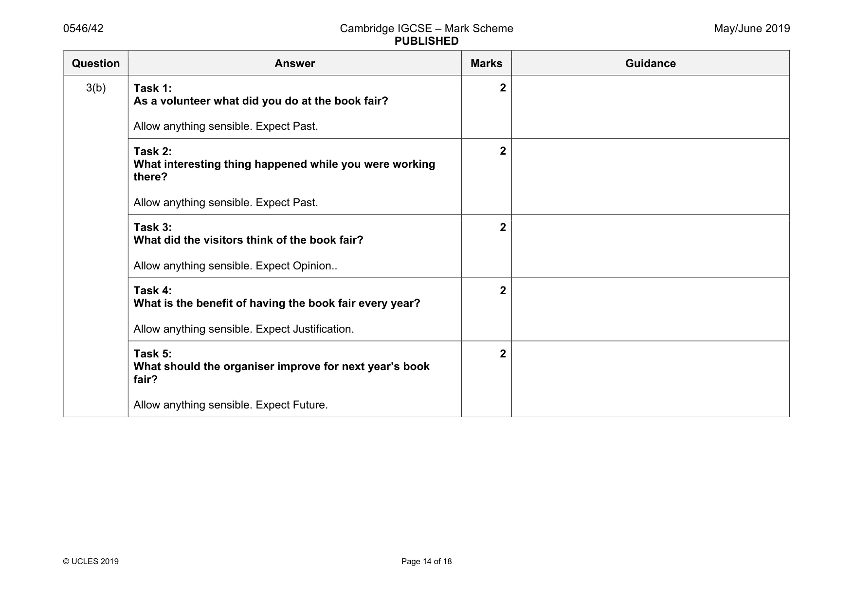 Mark scheme, page 14 of 18