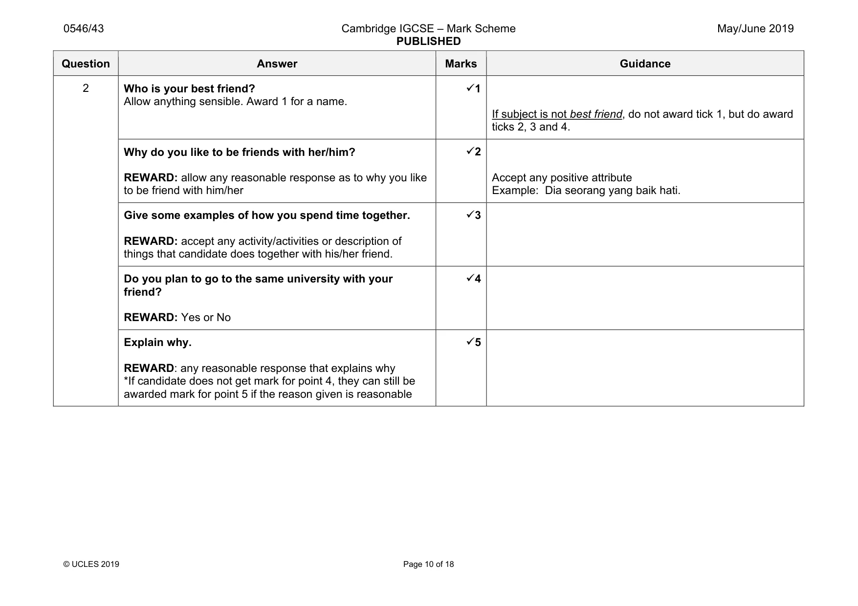 Mark scheme, page 10 of 18