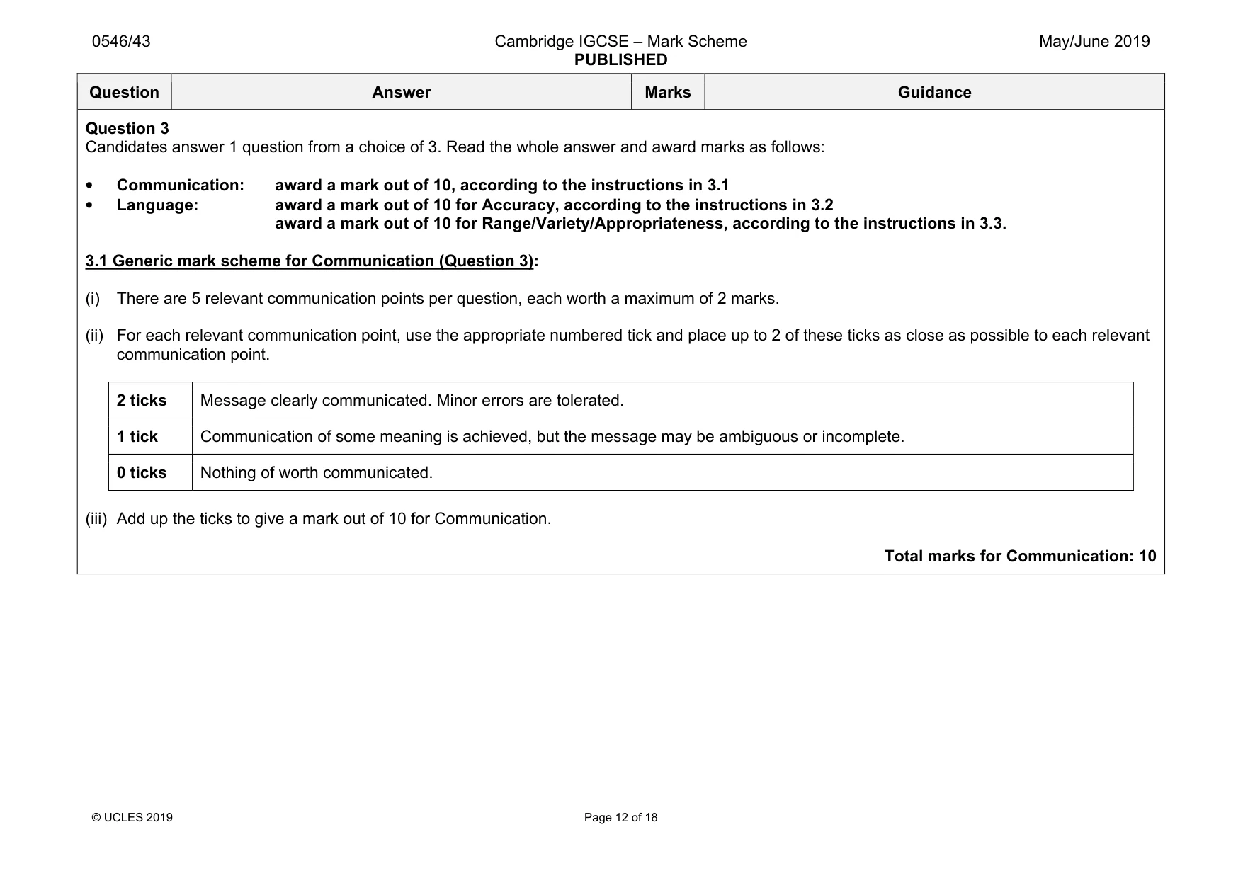 Mark scheme, page 12 of 18