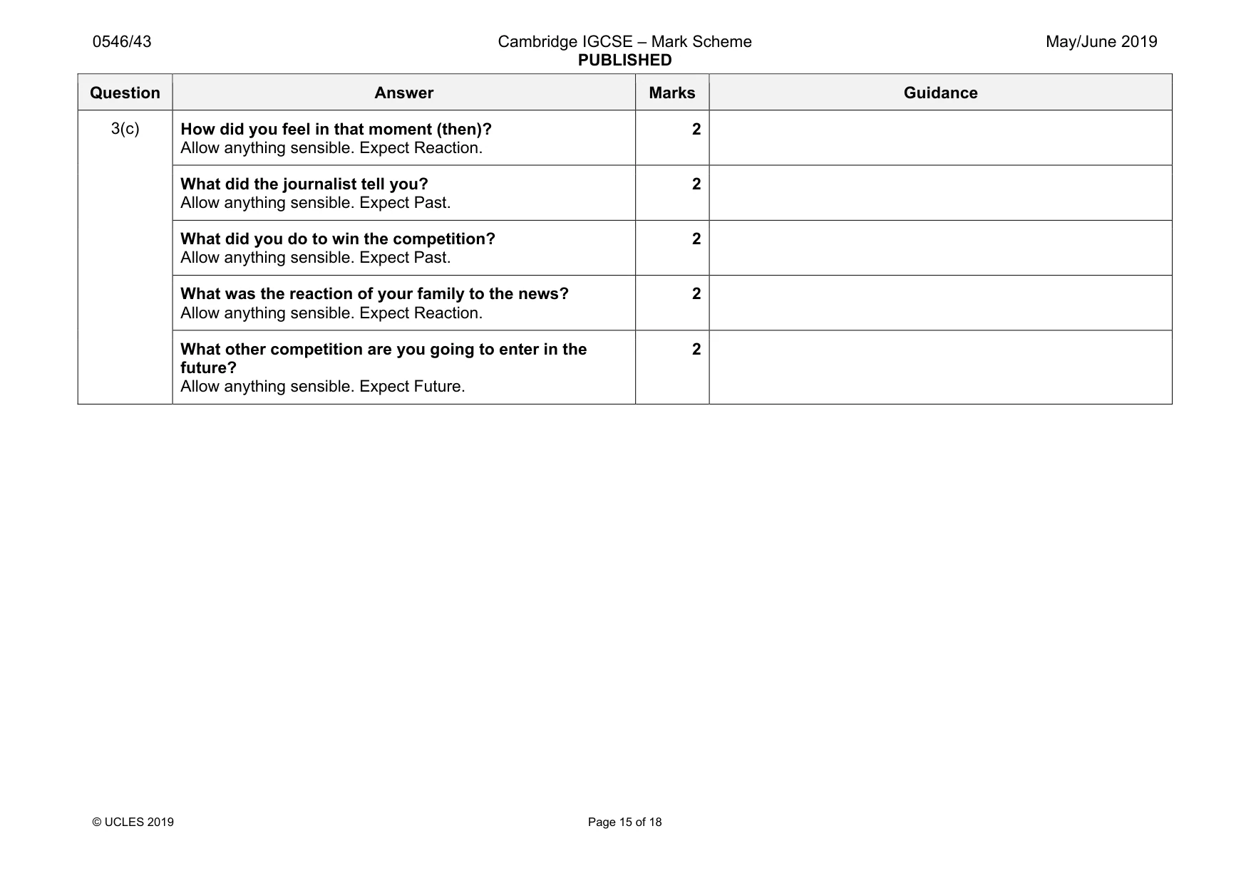 Mark scheme, page 15 of 18