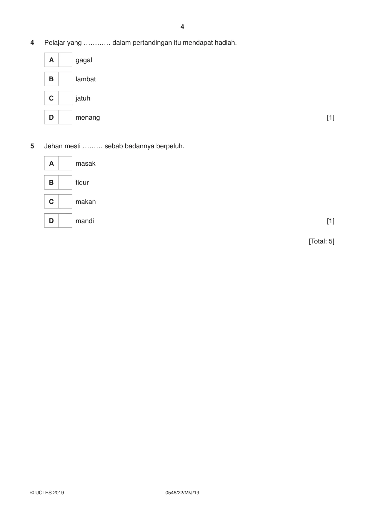 Cambridge IGCSE Malay - Foreign Language 0546 2019 May/June Paper 2 · Variant 2 question paper, page 4 of 16