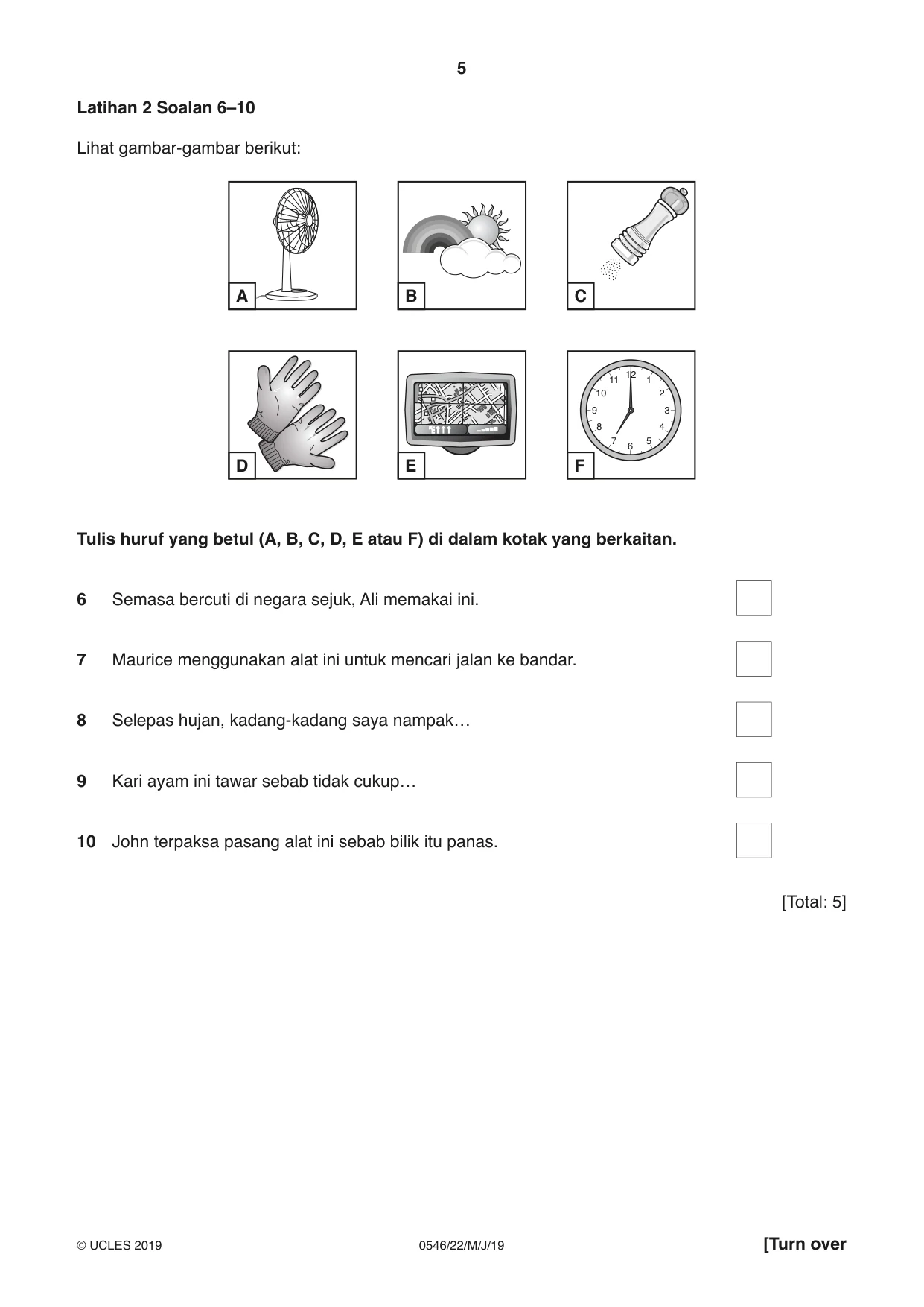 Cambridge IGCSE Malay - Foreign Language 0546 2019 May/June Paper 2 · Variant 2 question paper, page 5 of 16