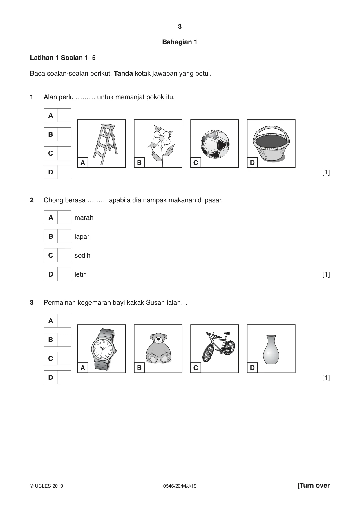 Cambridge IGCSE Malay - Foreign Language 0546 2019 May/June Paper 2 · Variant 3 question paper, page 3 of 16