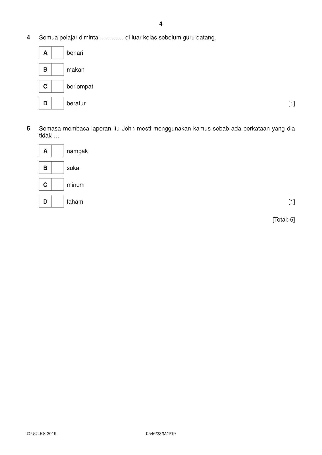 Cambridge IGCSE Malay - Foreign Language 0546 2019 May/June Paper 2 · Variant 3 question paper, page 4 of 16