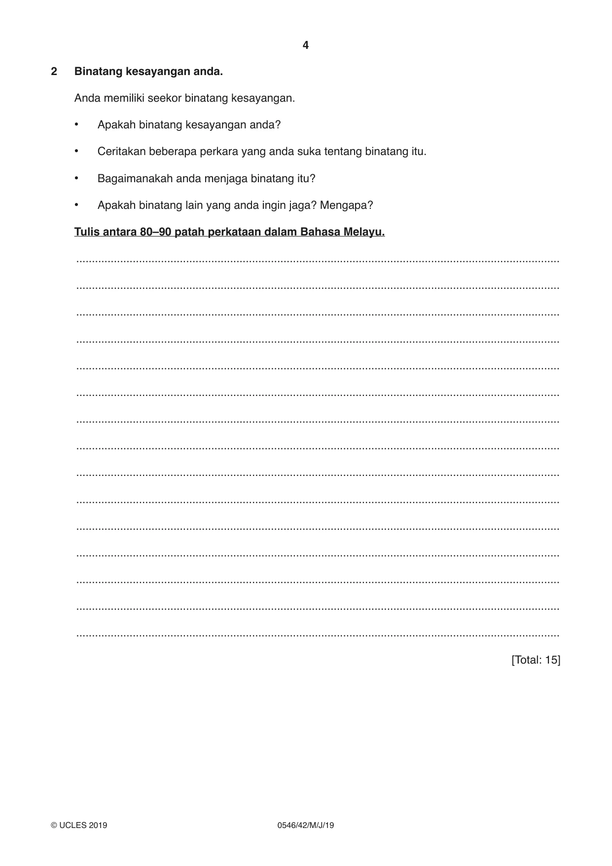 Cambridge IGCSE Malay - Foreign Language 0546 2019 May/June Paper 4 · Variant 2 question paper, page 4 of 8