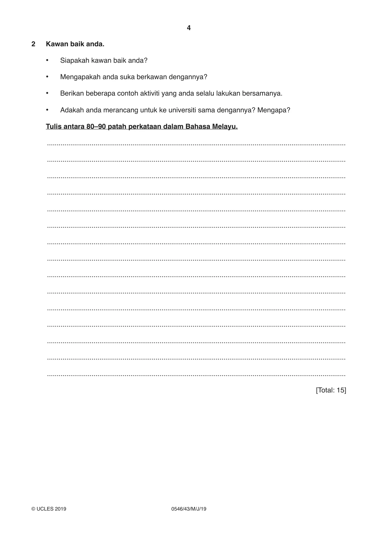 Cambridge IGCSE Malay - Foreign Language 0546 2019 May/June Paper 4 · Variant 3 question paper, page 4 of 8