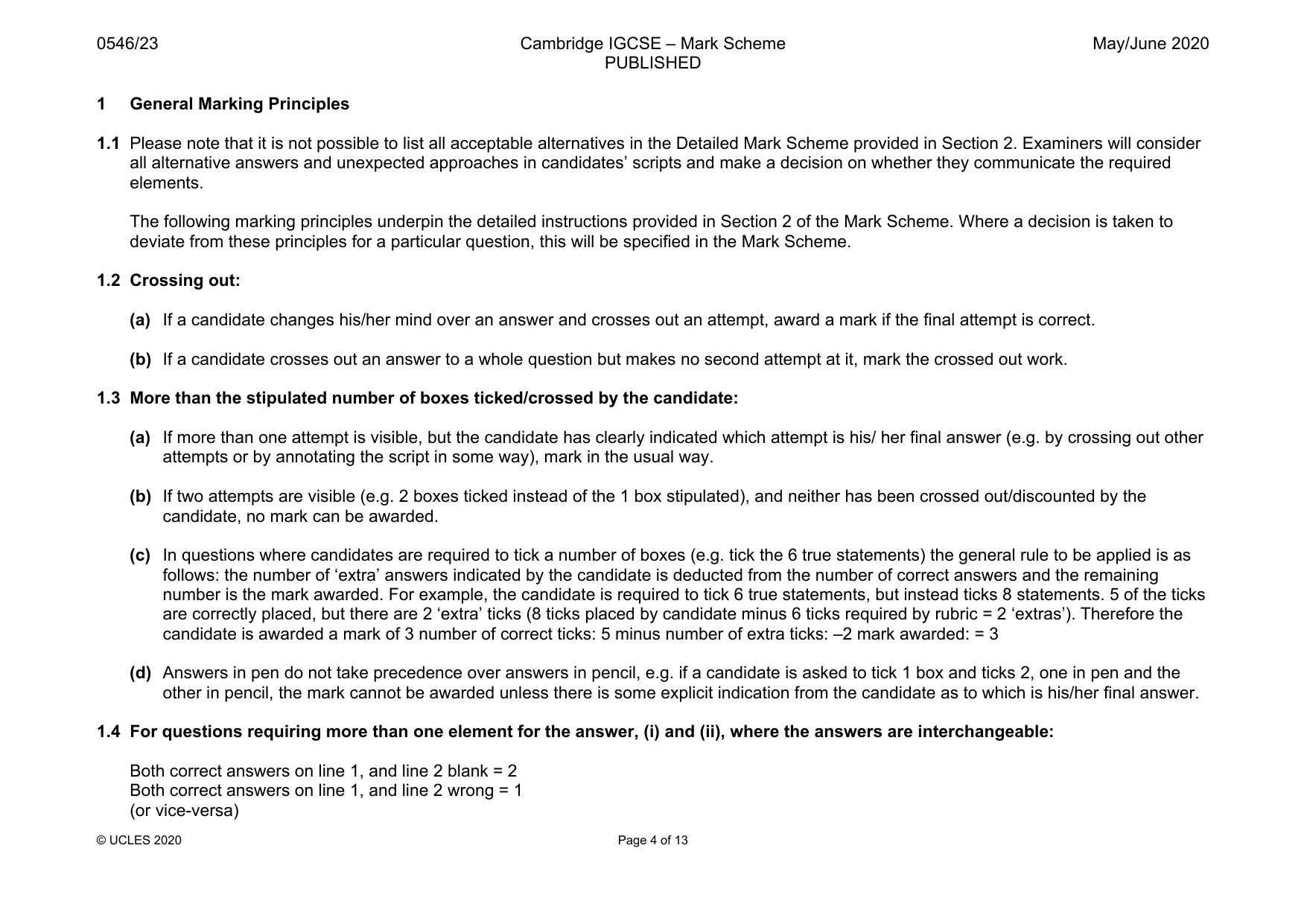 Mark scheme, page 4 of 13