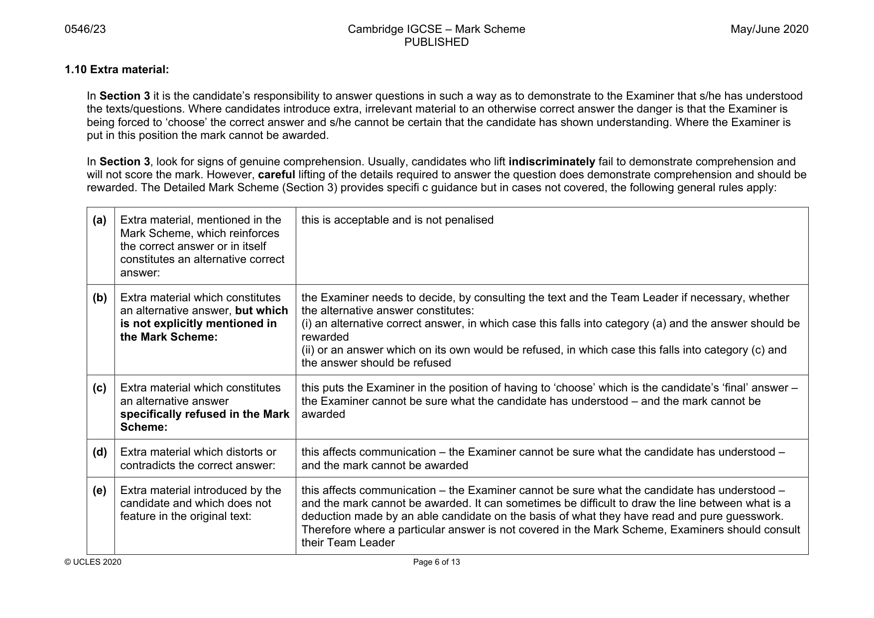 Mark scheme, page 6 of 13