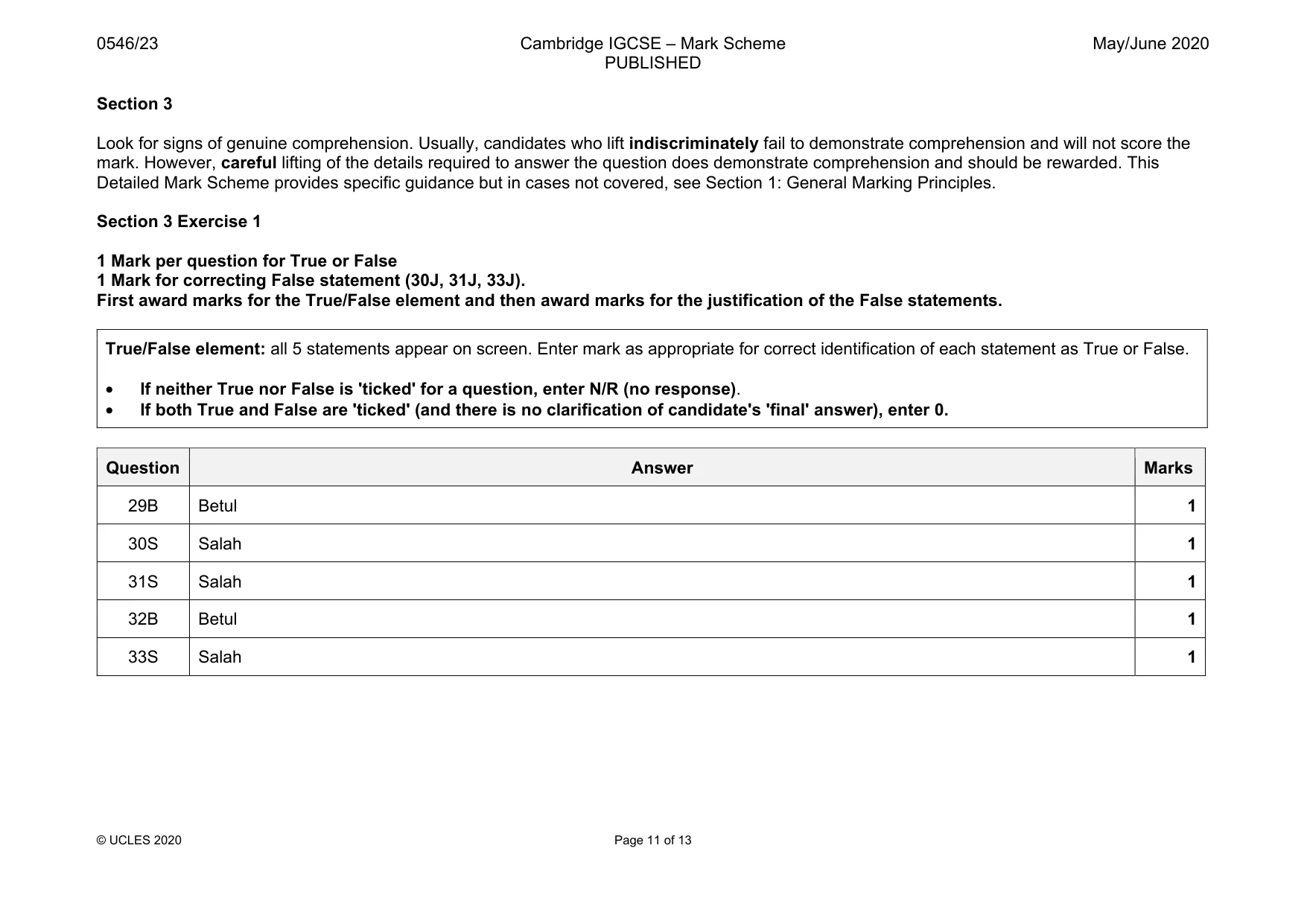 Mark scheme, page 11 of 13