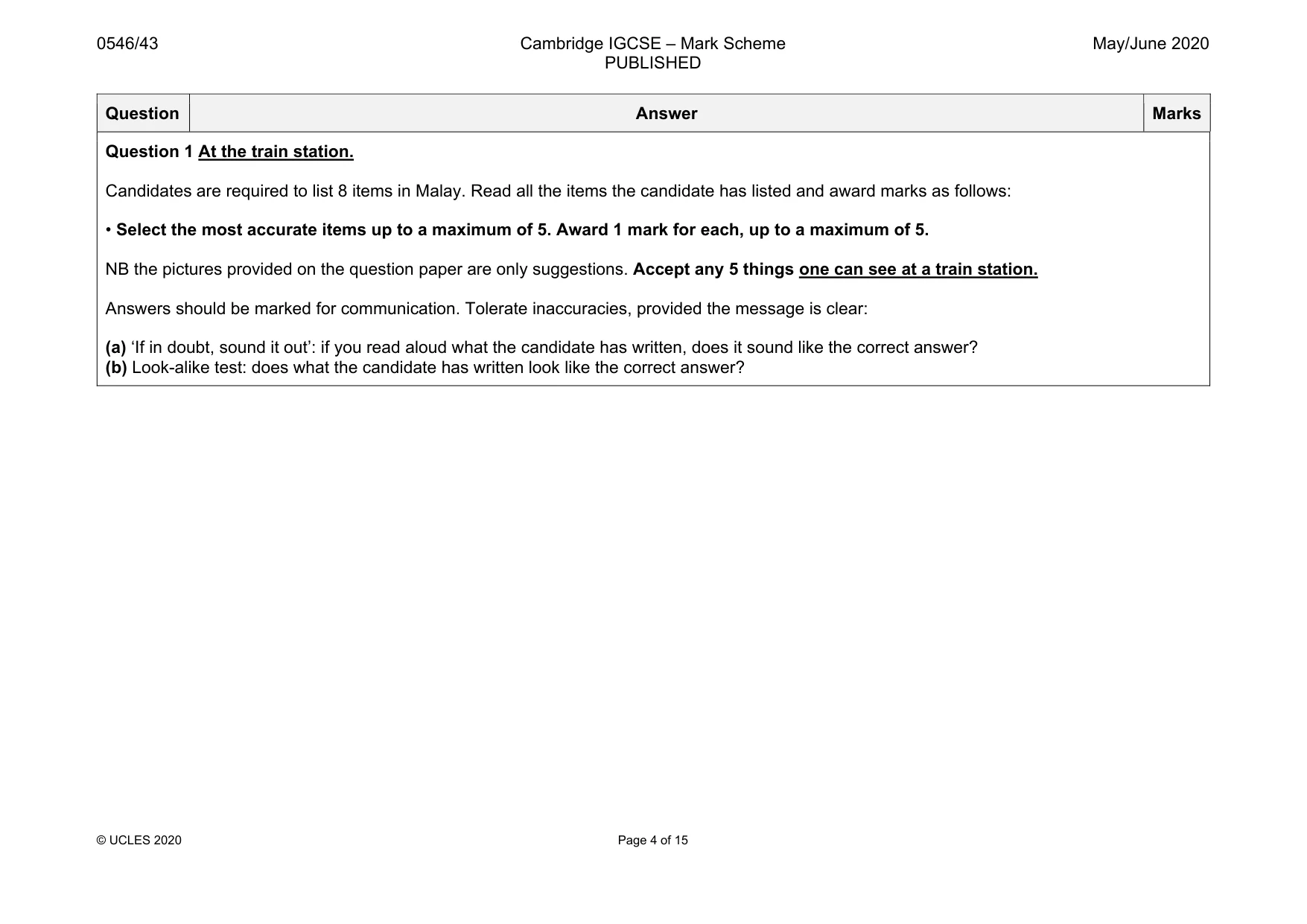 Mark scheme, page 4 of 15