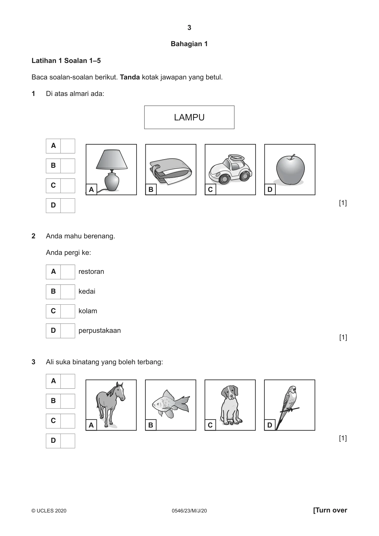 Cambridge IGCSE Malay - Foreign Language 0546 2020 May/June Paper 2 · Variant 3 question paper, page 3 of 16