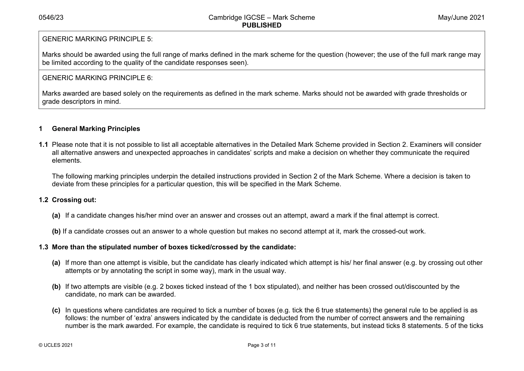 Mark scheme, page 3 of 11