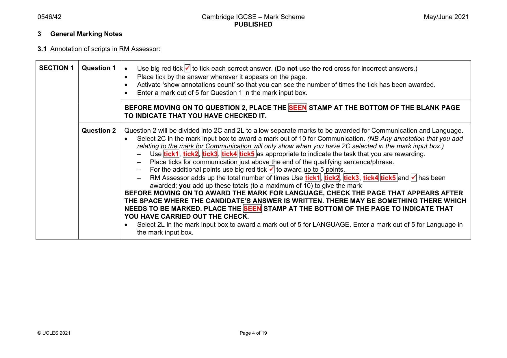 Mark scheme, page 4 of 19