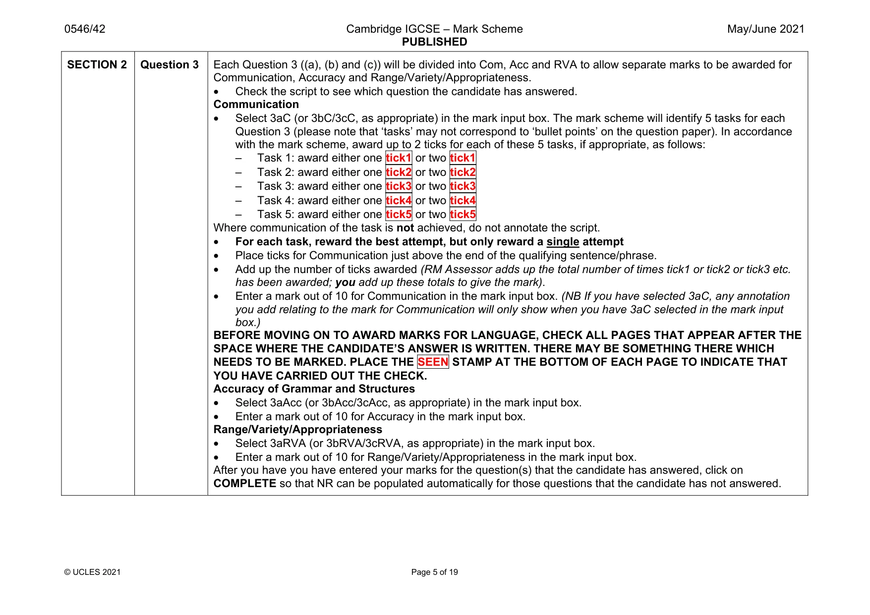 Mark scheme, page 5 of 19