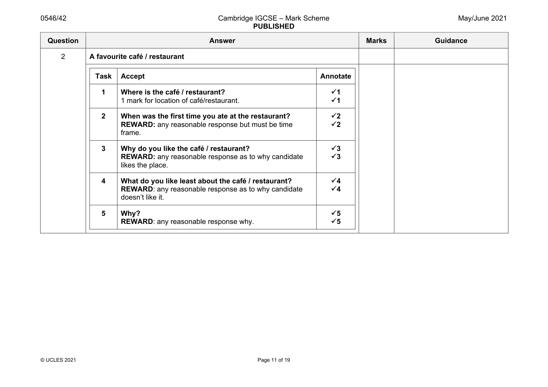 Mark scheme, page 11 of 19