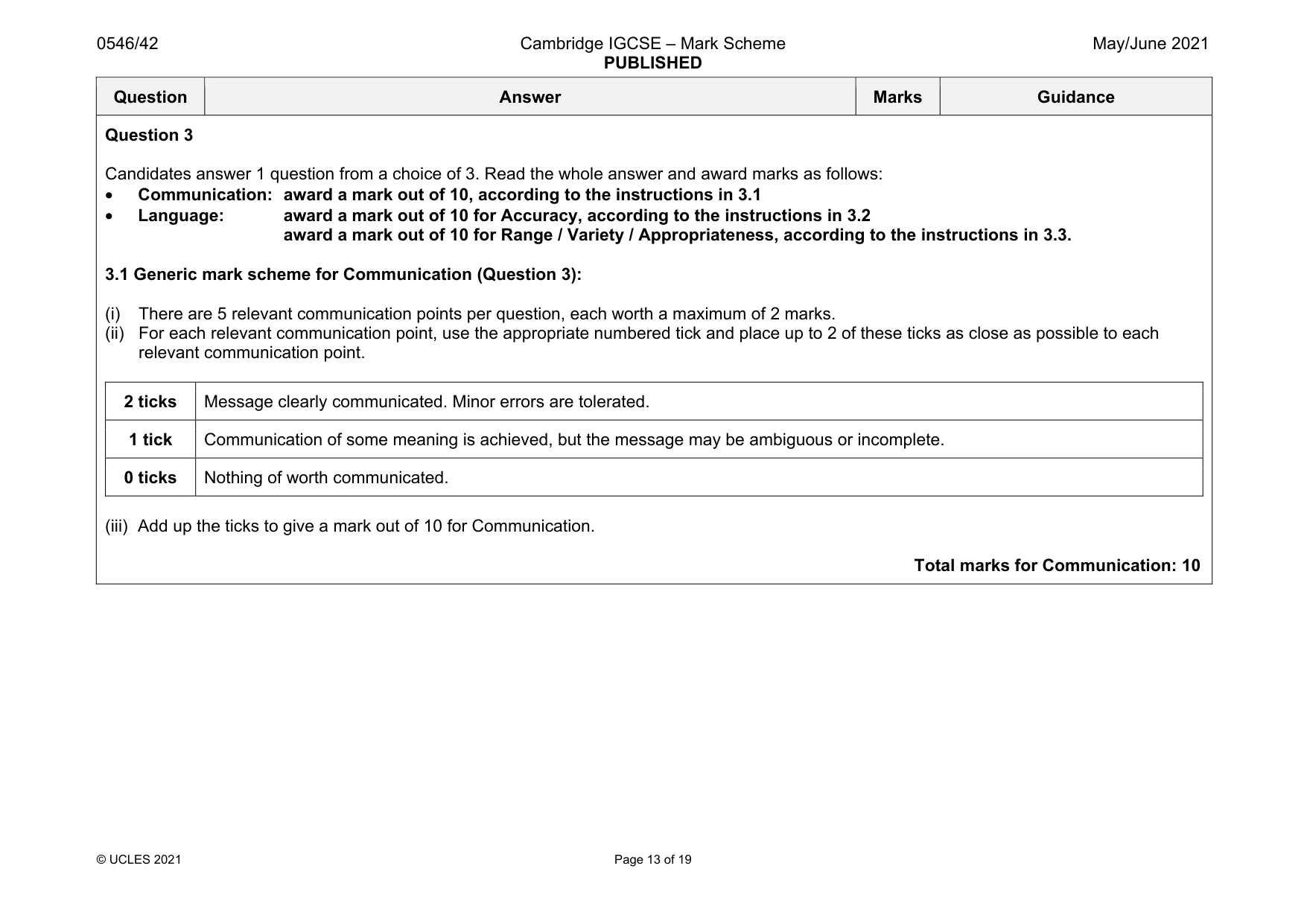 Mark scheme, page 13 of 19