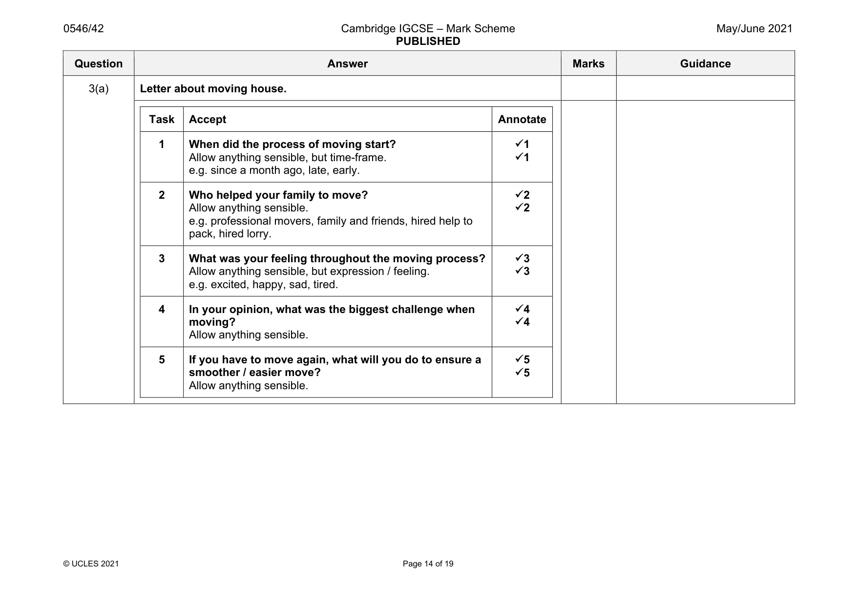 Mark scheme, page 14 of 19