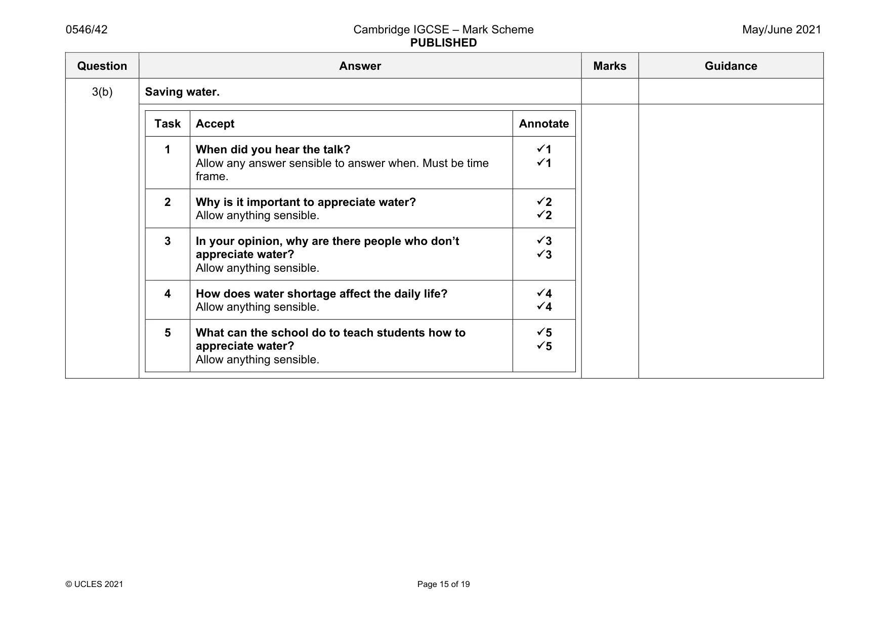 Mark scheme, page 15 of 19