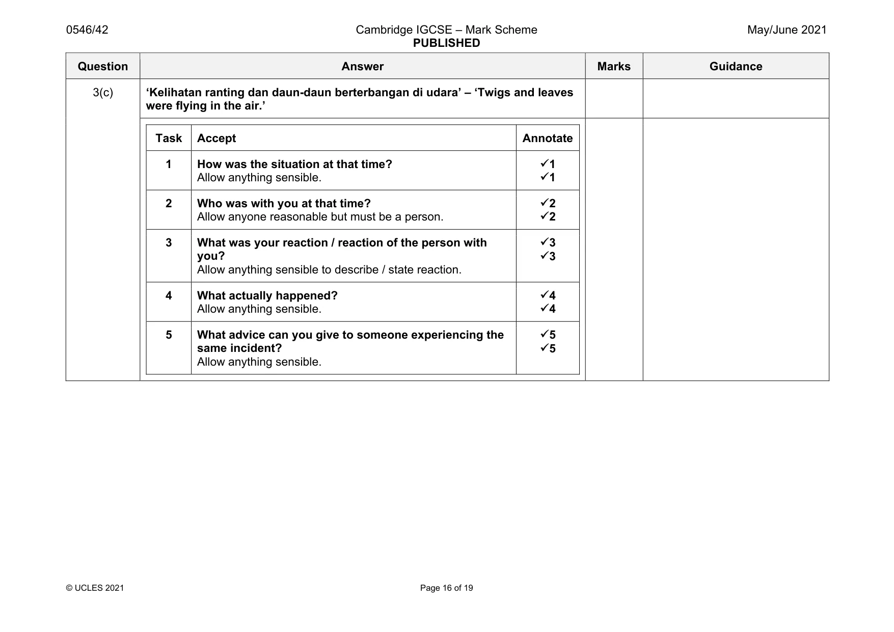 Mark scheme, page 16 of 19