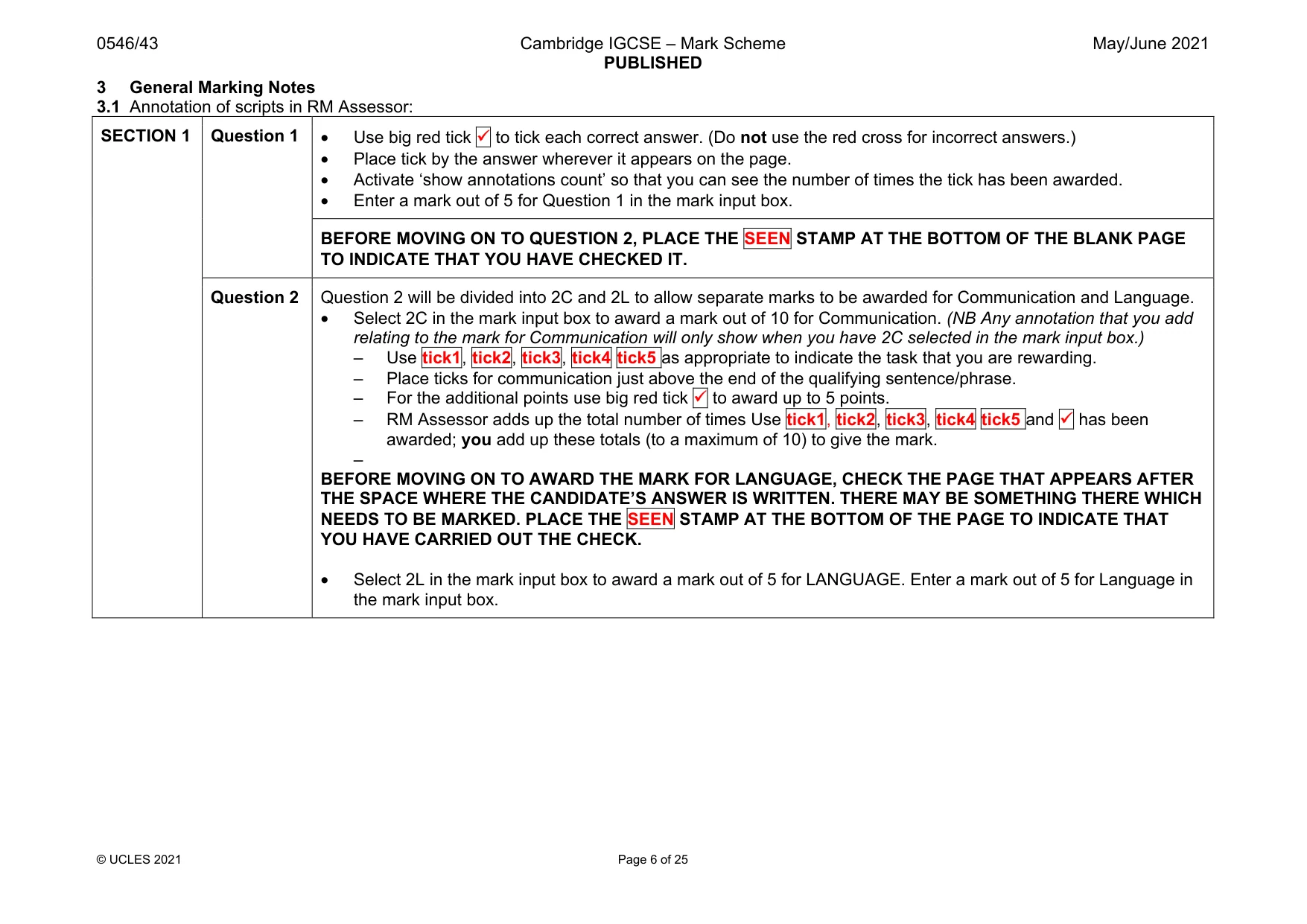 Mark scheme, page 6 of 25