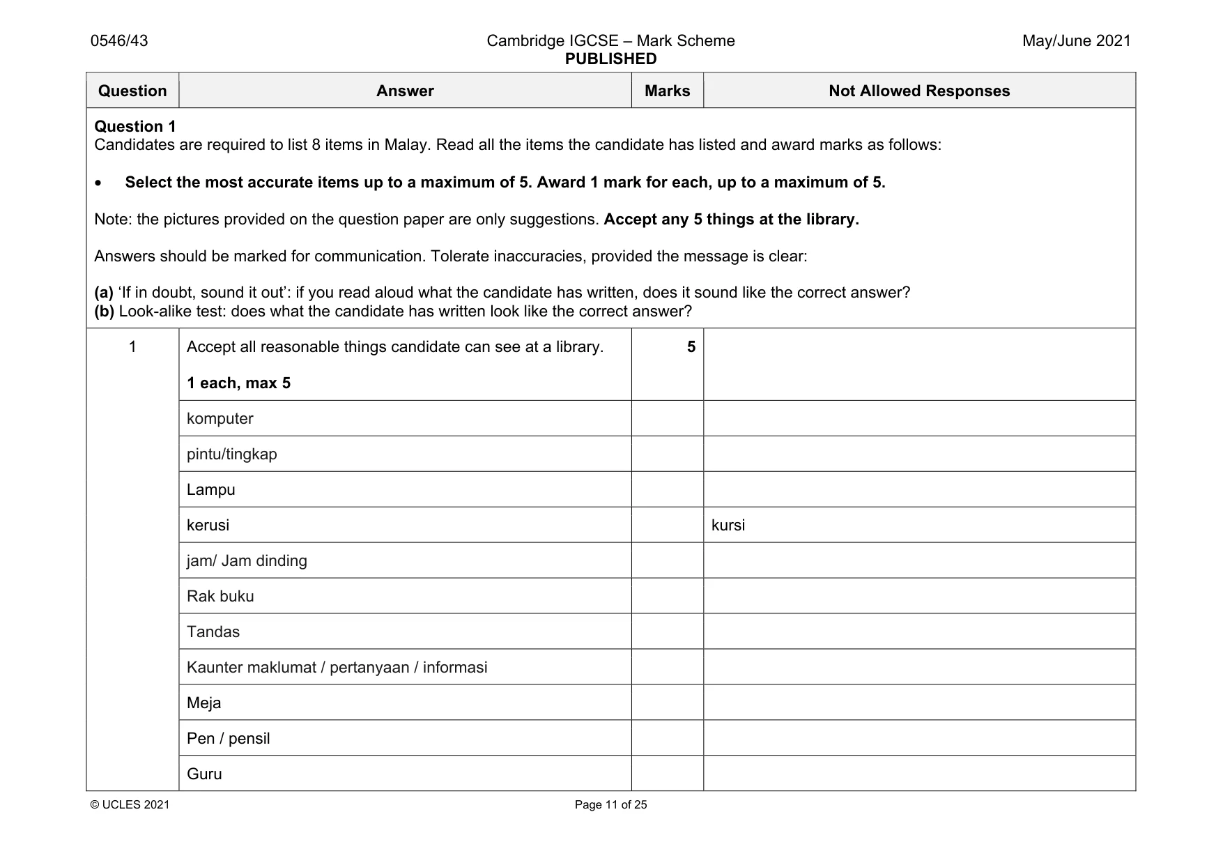 Mark scheme, page 11 of 25