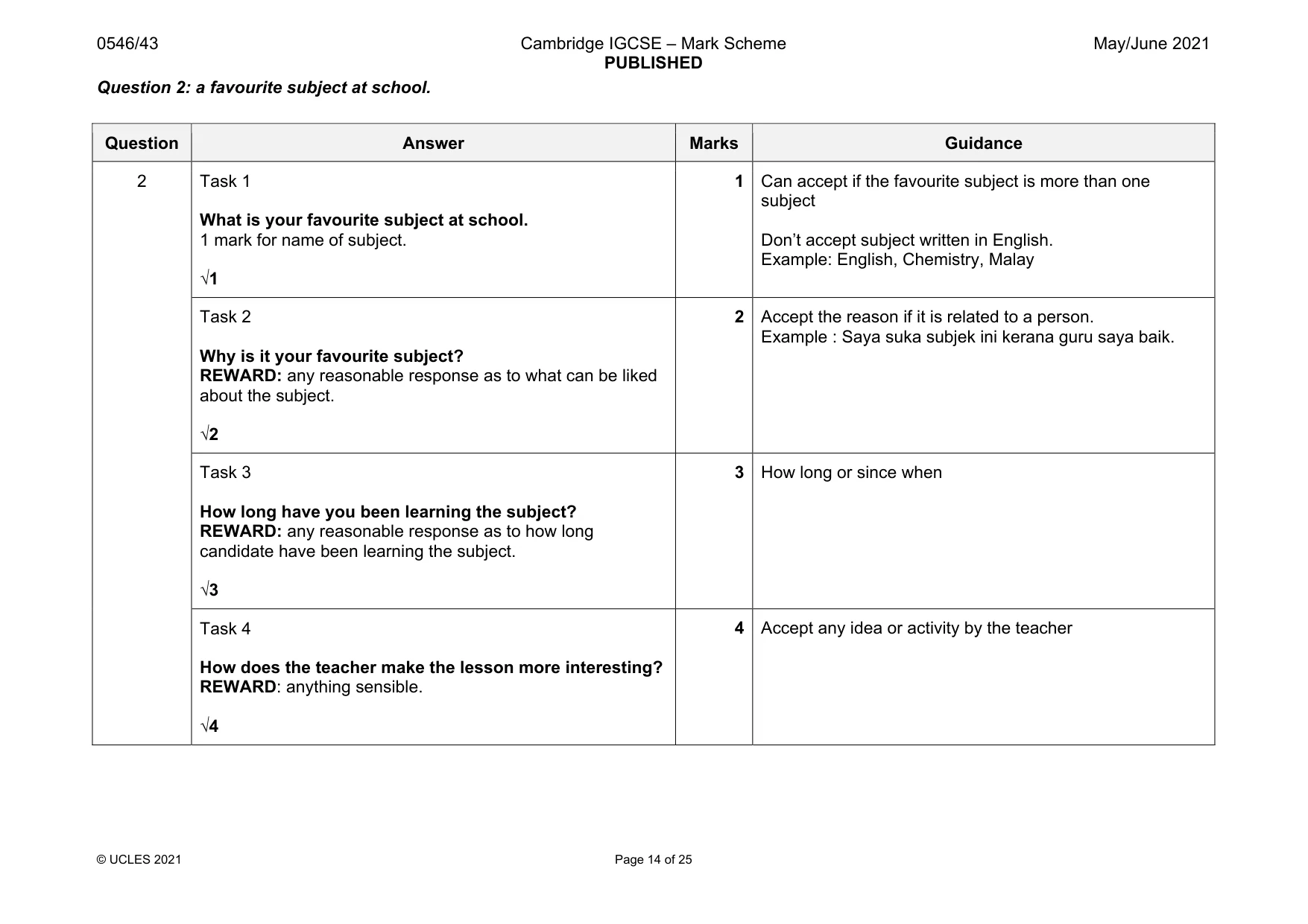 Mark scheme, page 14 of 25