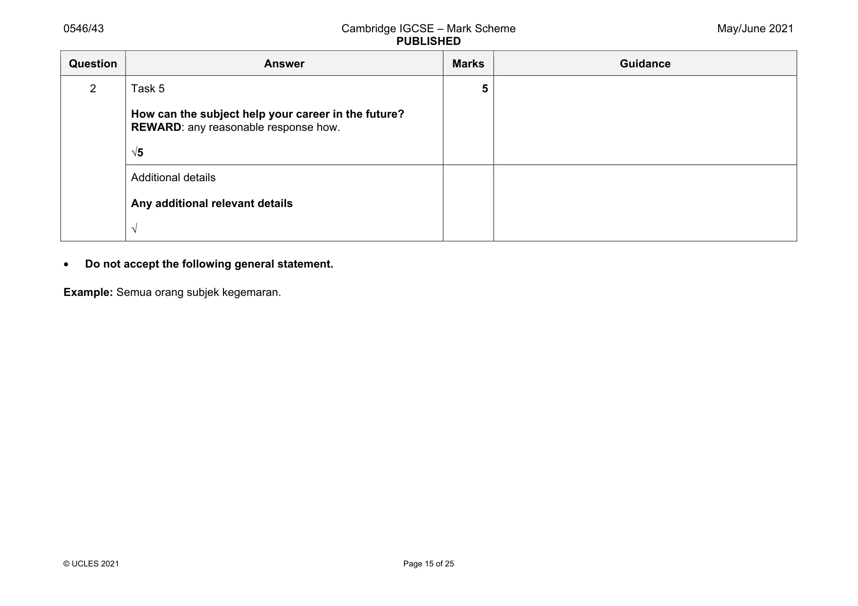 Mark scheme, page 15 of 25