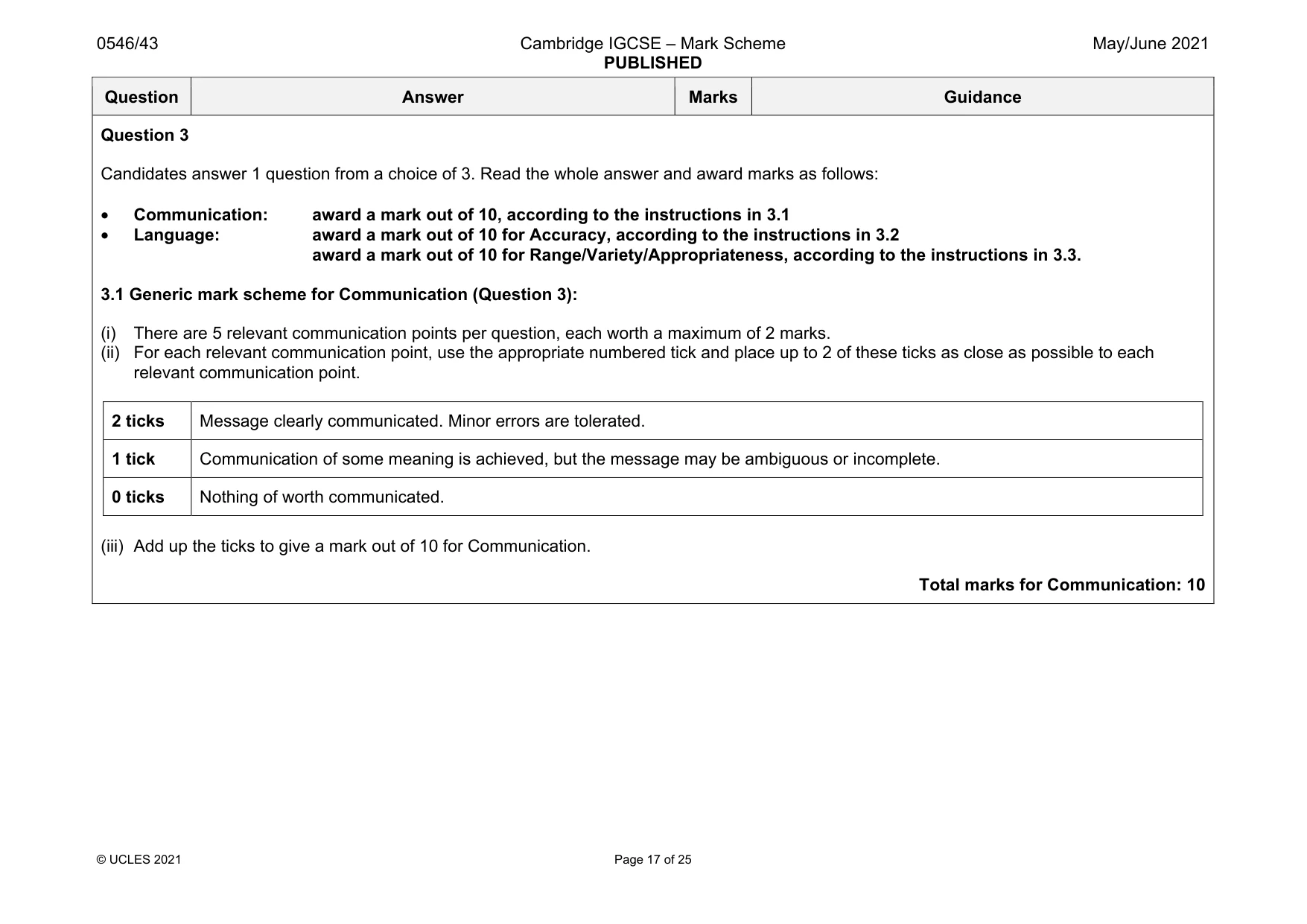 Mark scheme, page 17 of 25