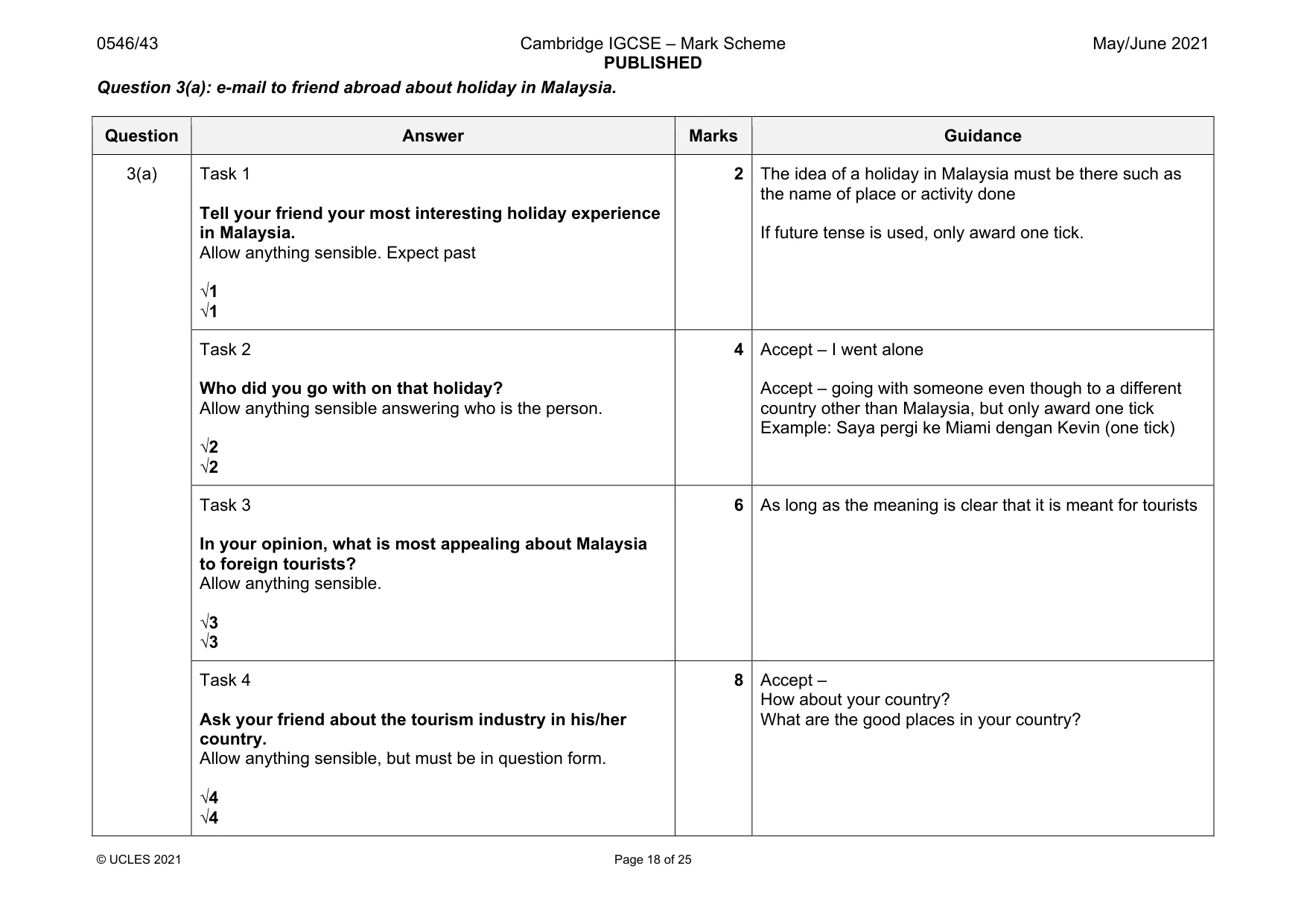 Mark scheme, page 18 of 25