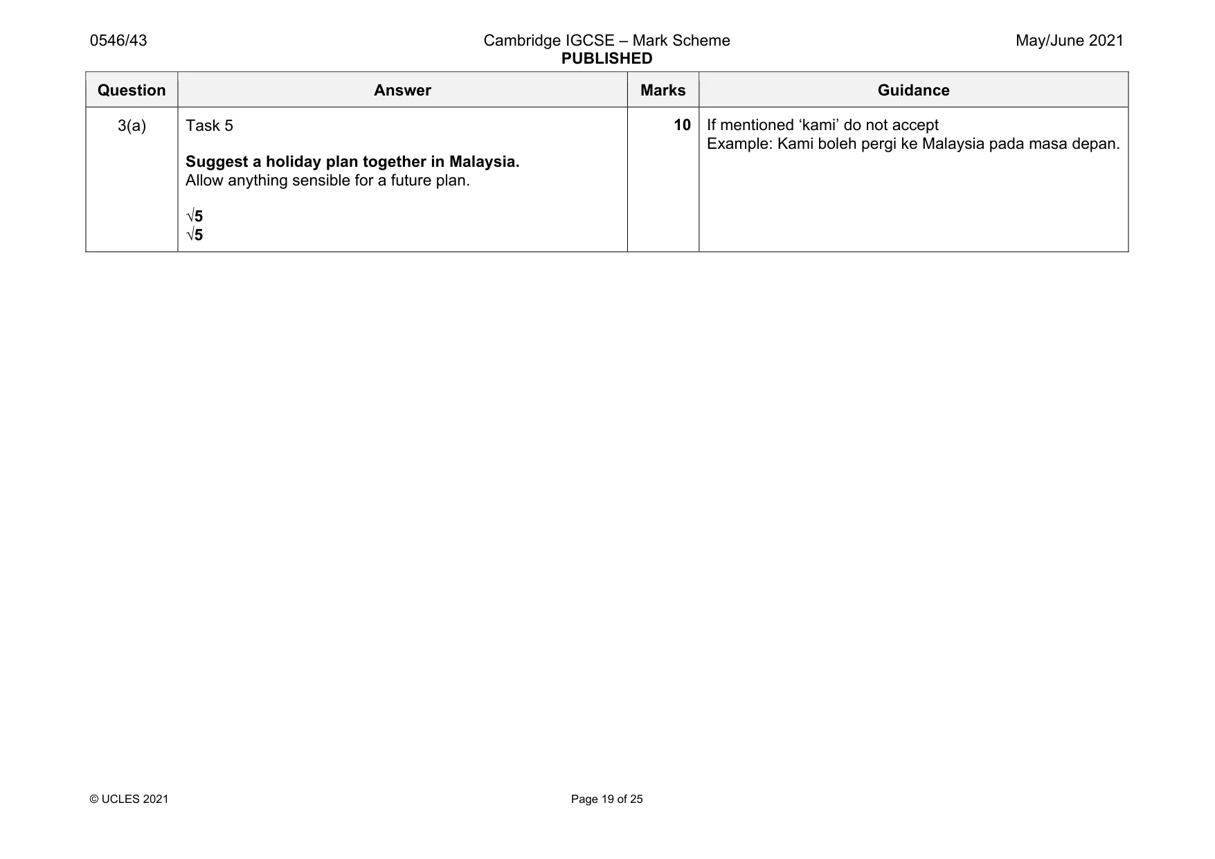 Mark scheme, page 19 of 25